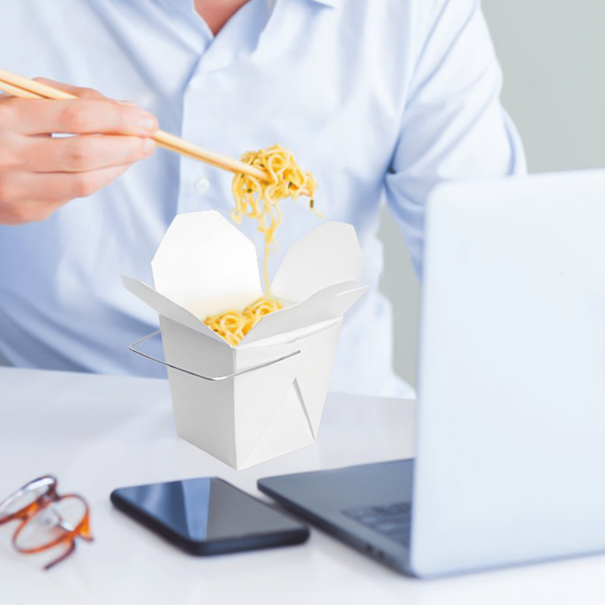 [1,000ct] 8oz Paper Take - Out Container with Wire Handle | White - Biocean by Danube BlueBiocean