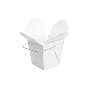 [1,000ct] 8oz Paper Take - Out Container with Wire Handle | White - Biocean by Danube BlueBiocean