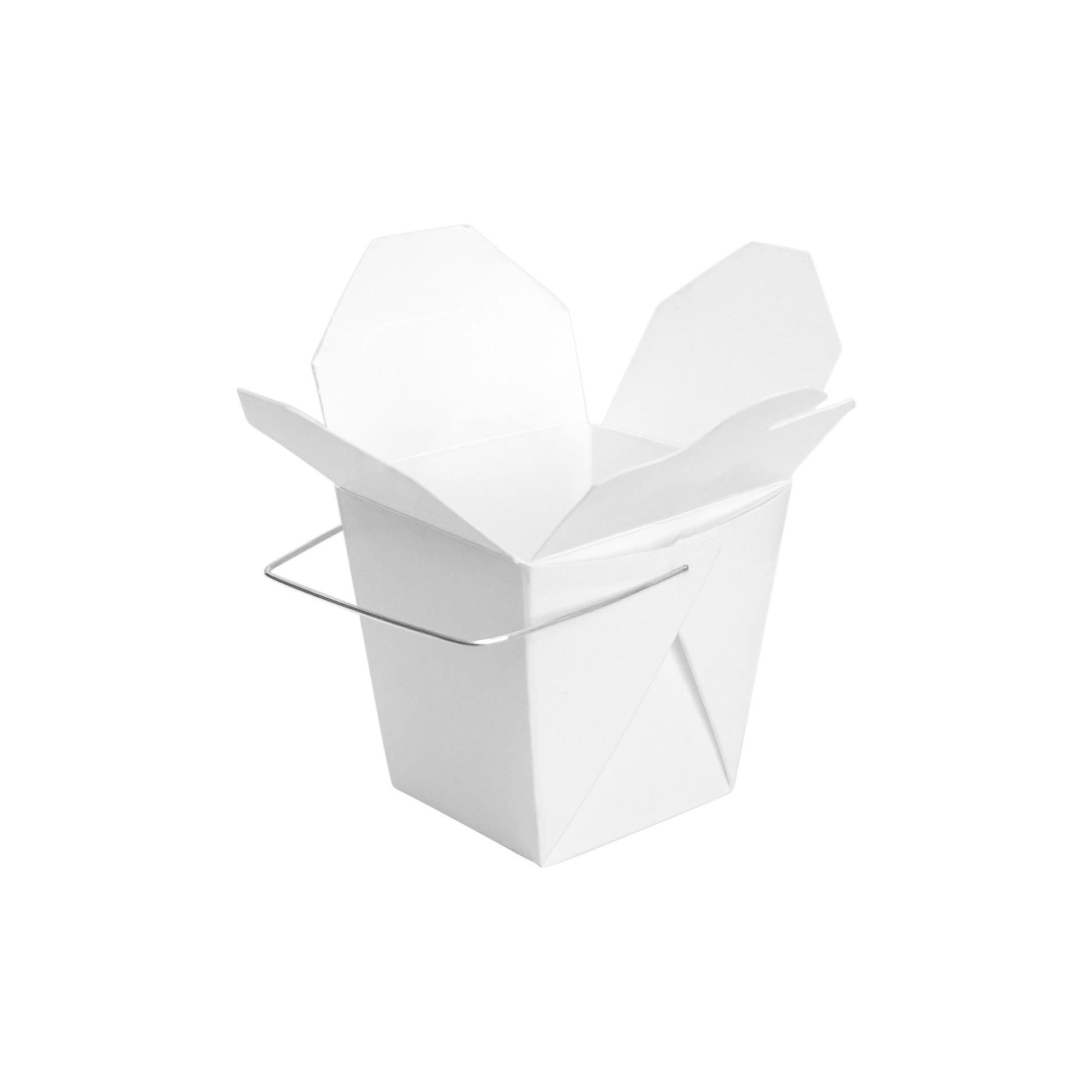 [1,000ct] 8oz Paper Take - Out Container with Wire Handle | White - Biocean by Danube BlueBiocean