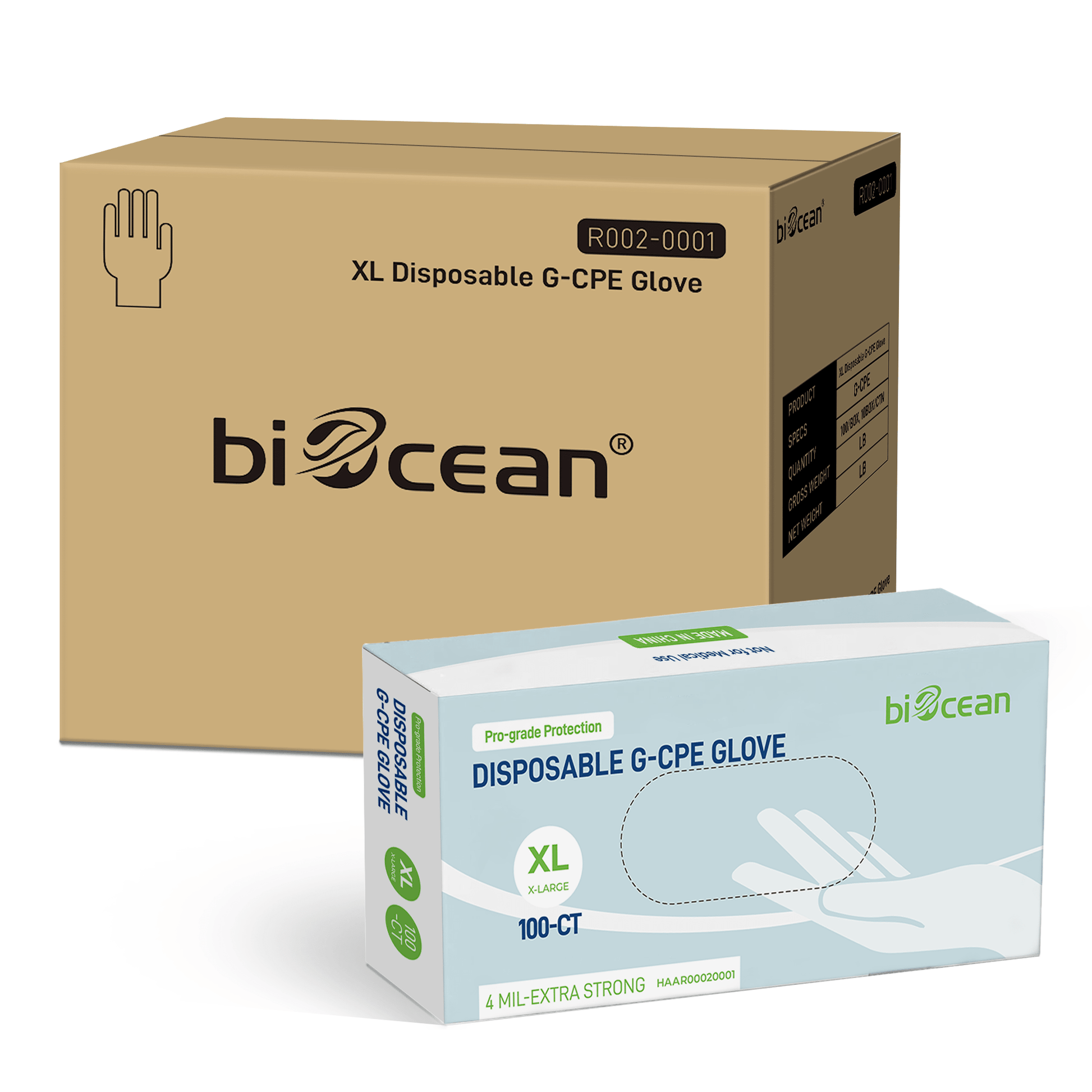 [1,000ct] Disposable CPE Gloves | X-Large | Clear - Biocean by Danube BlueBiocean