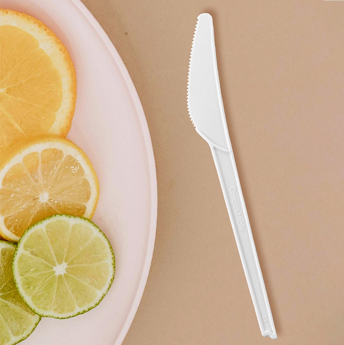 [1,000ct] PLA Medium Weight Knives | White - Biocean by Danube BlueBiocean