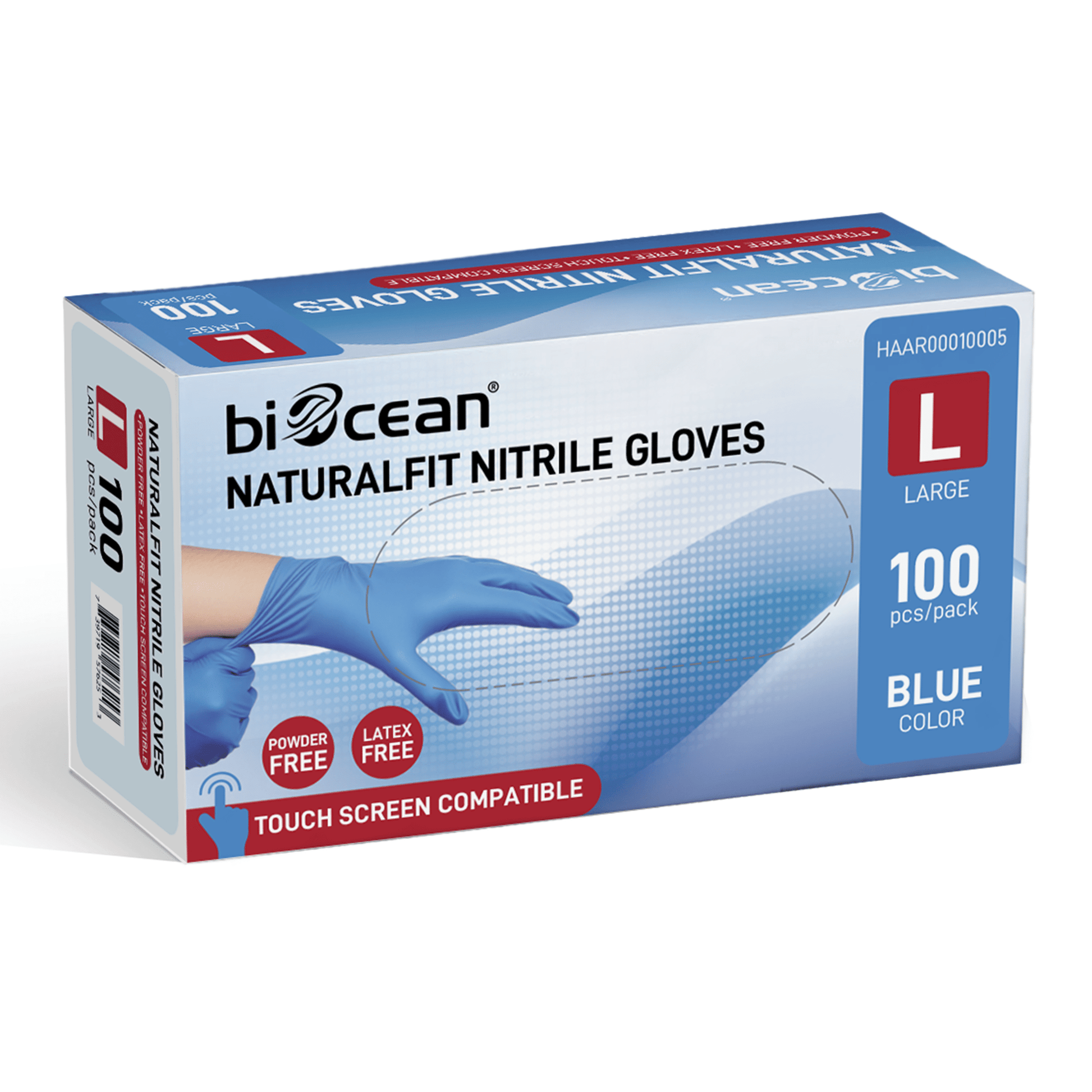 [1,000ct] Powder - Free Nitrile Gloves | Large | Blue - Biocean by Danube BlueBiocean