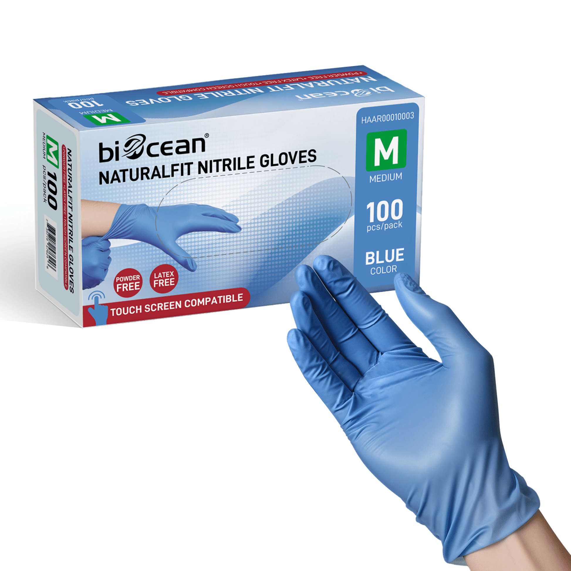 [1,000ct] Powder - Free Nitrile Gloves | Medium | Blue - Biocean by Danube BlueBiocean