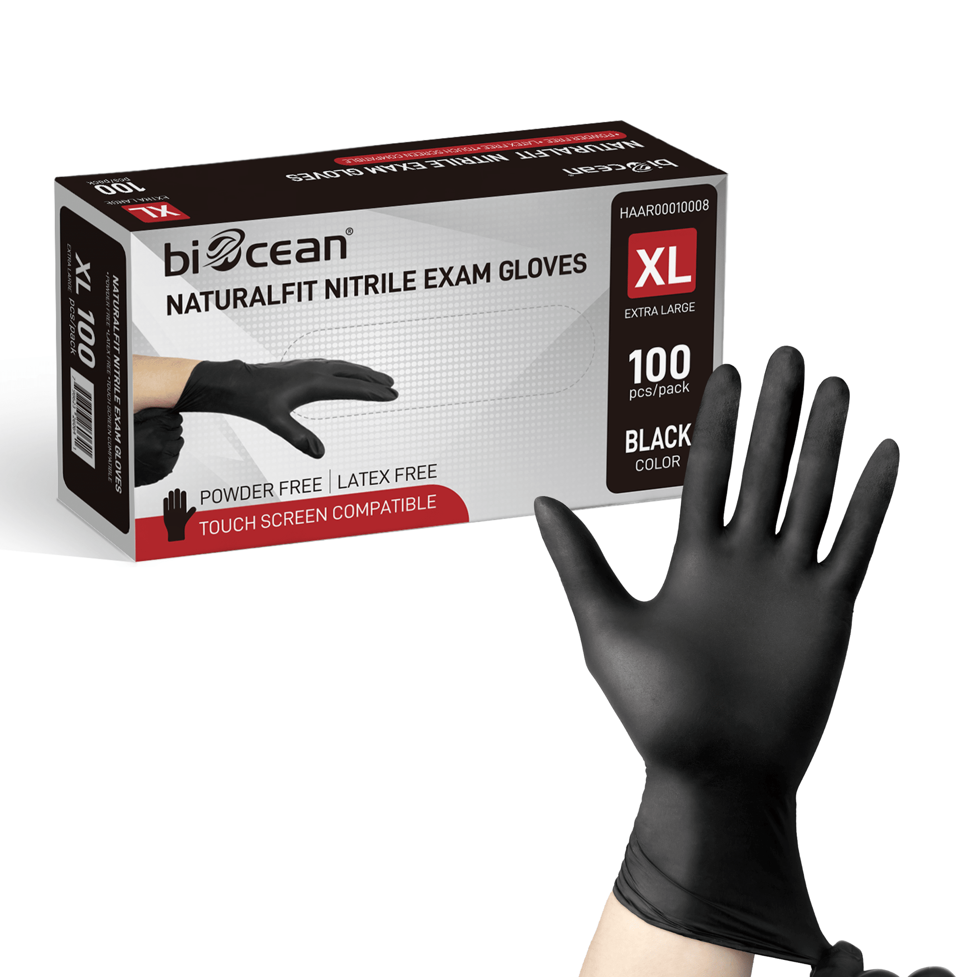 [1,000ct] Powder - Free Nitrile Gloves | X - Large | Black - Biocean by Danube BlueBiocean