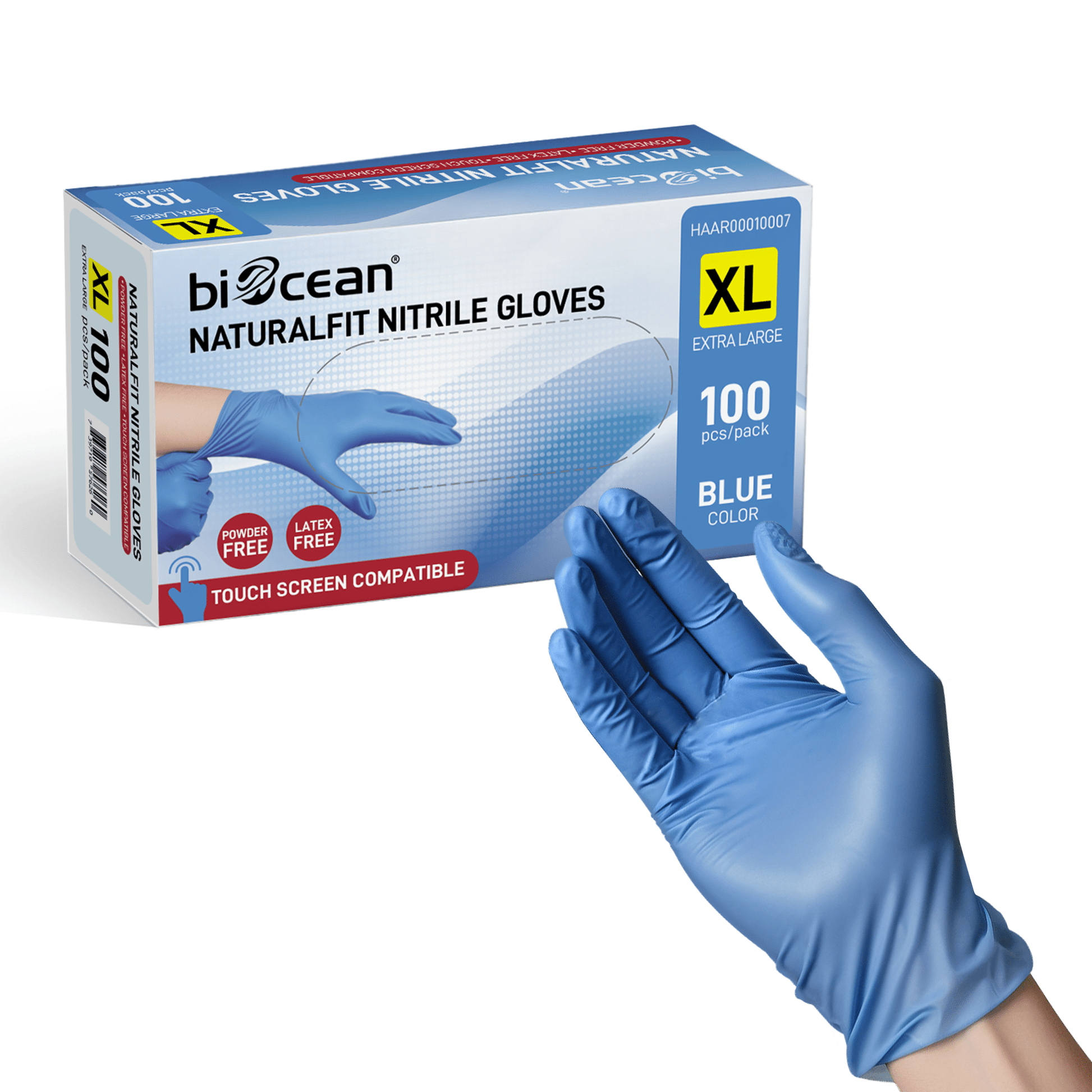 [1,000ct] Powder - Free Nitrile Gloves | X - Large | Blue - Biocean by Danube BlueBiocean