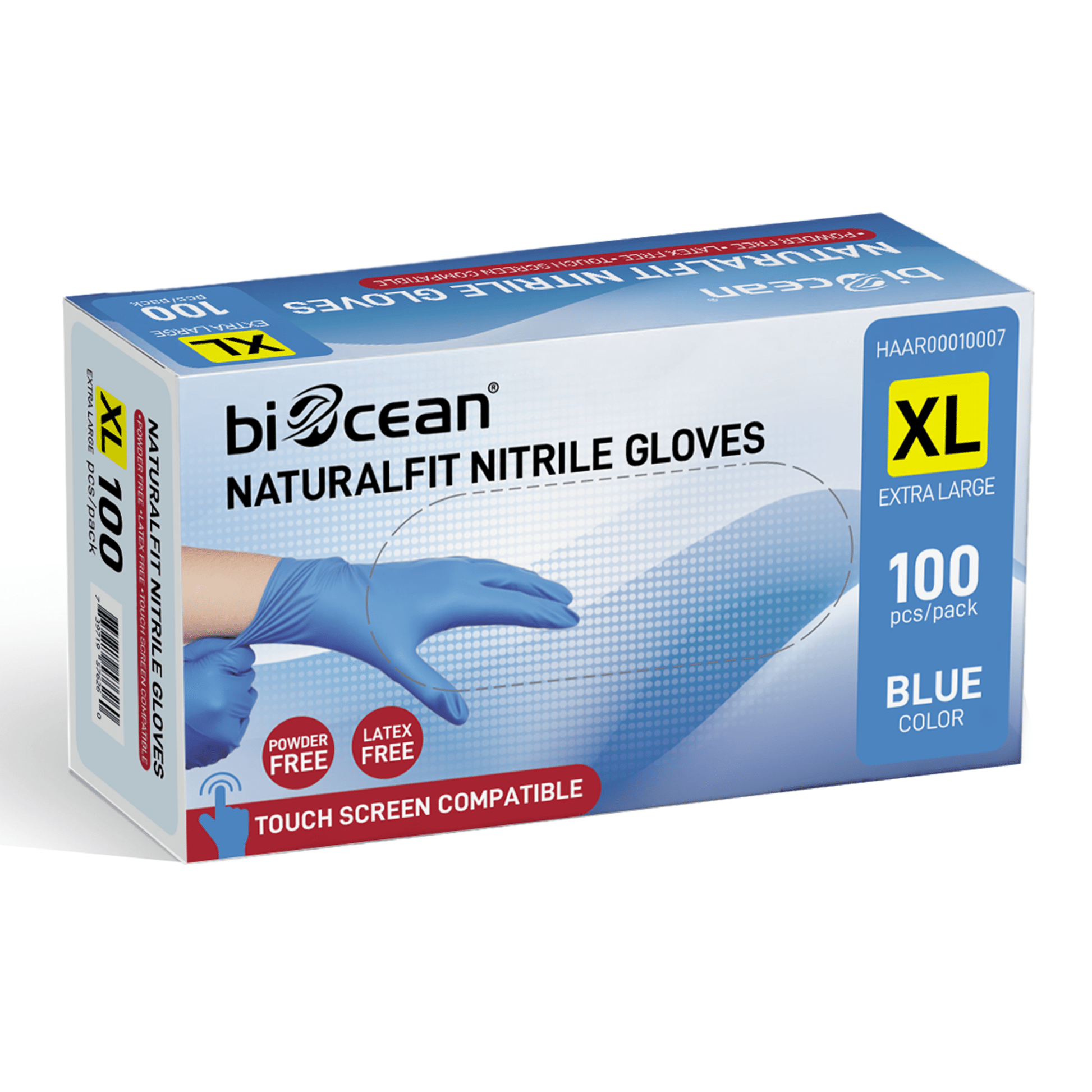 [1,000ct] Powder - Free Nitrile Gloves | X - Large | Blue - Biocean by Danube BlueBiocean