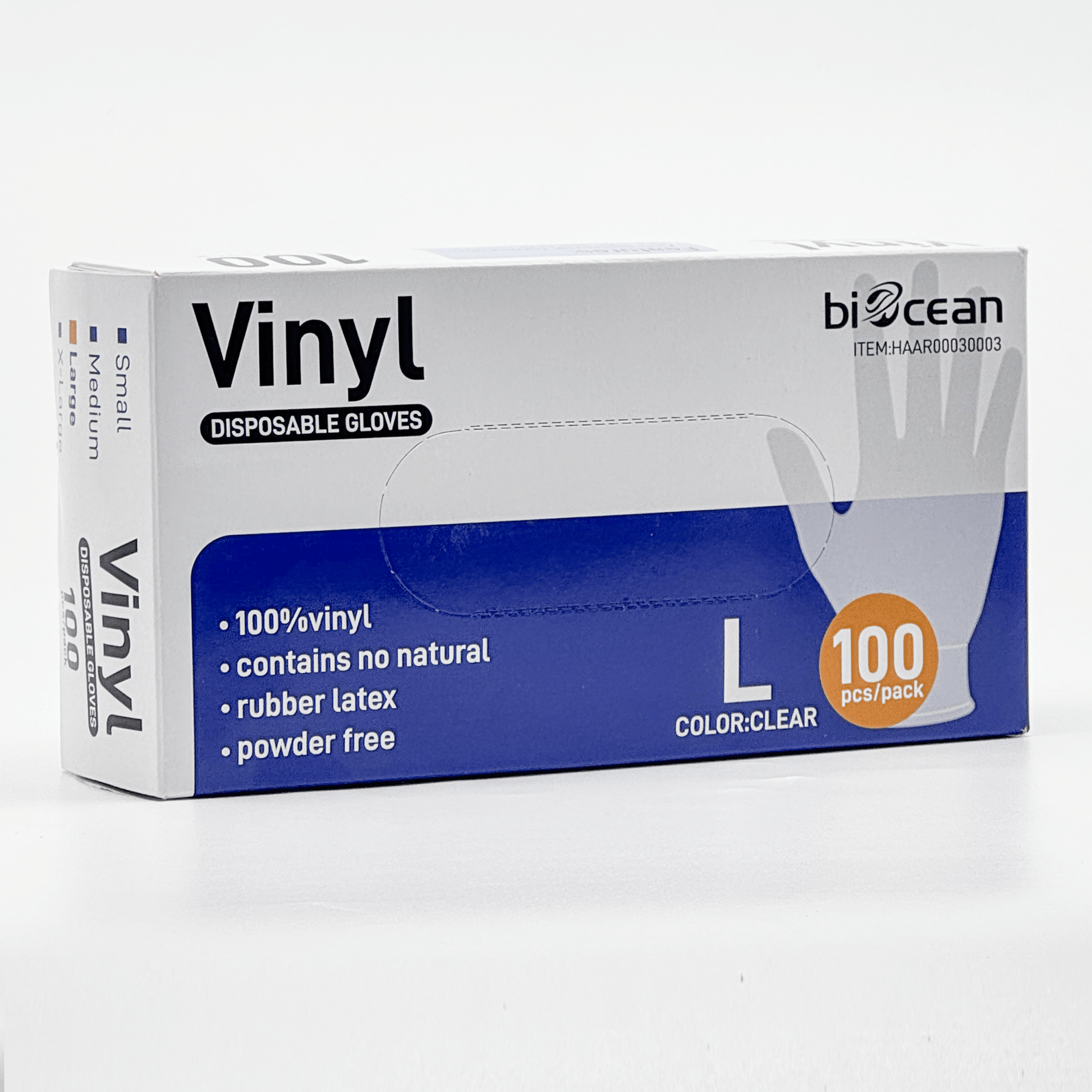 [1,000ct] Powder-Free Vinyl Gloves | Large | Clear - Biocean by Danube BlueBiocean