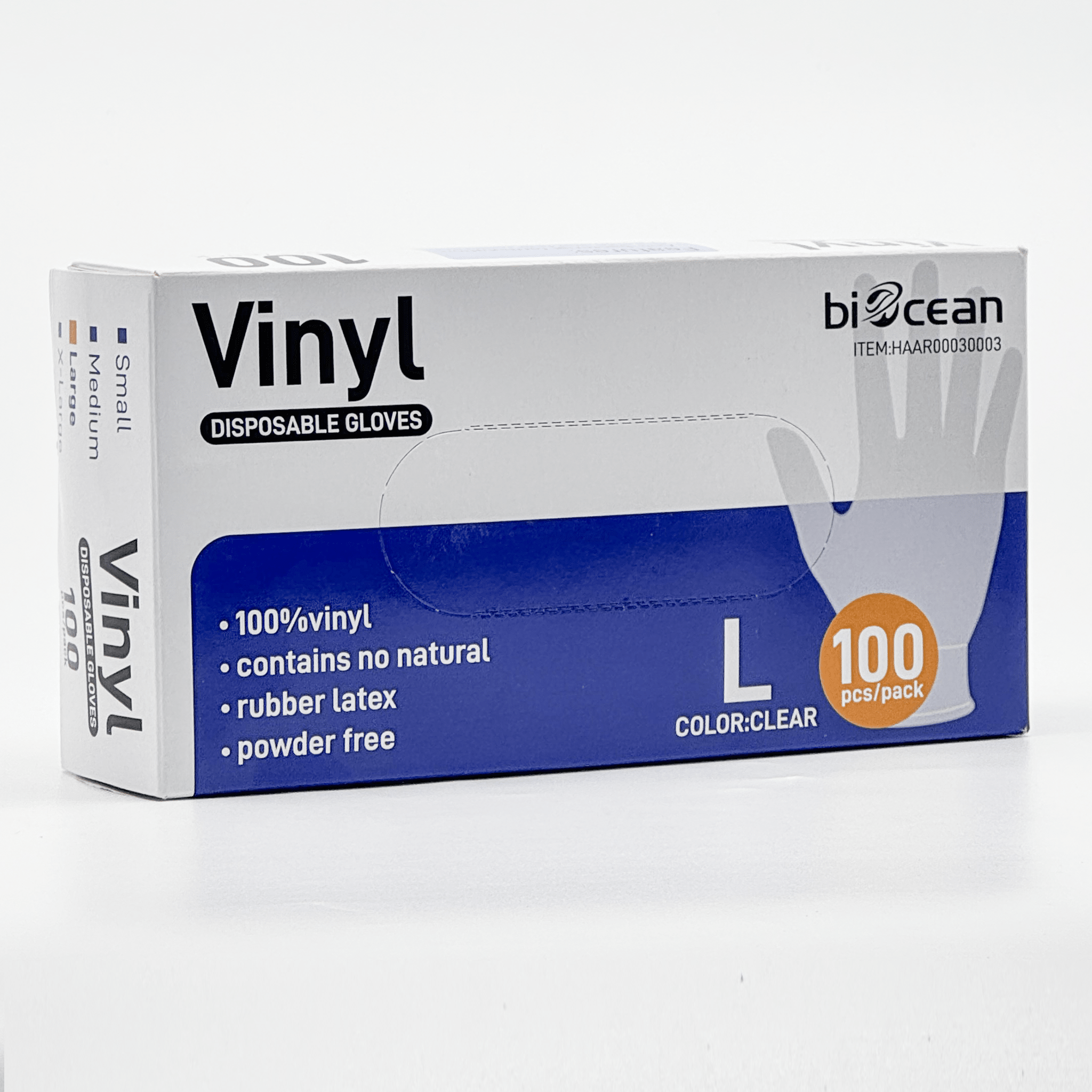 [1,000ct] Powder-Free Vinyl Gloves | Large | Clear - Biocean by Danube BlueBiocean