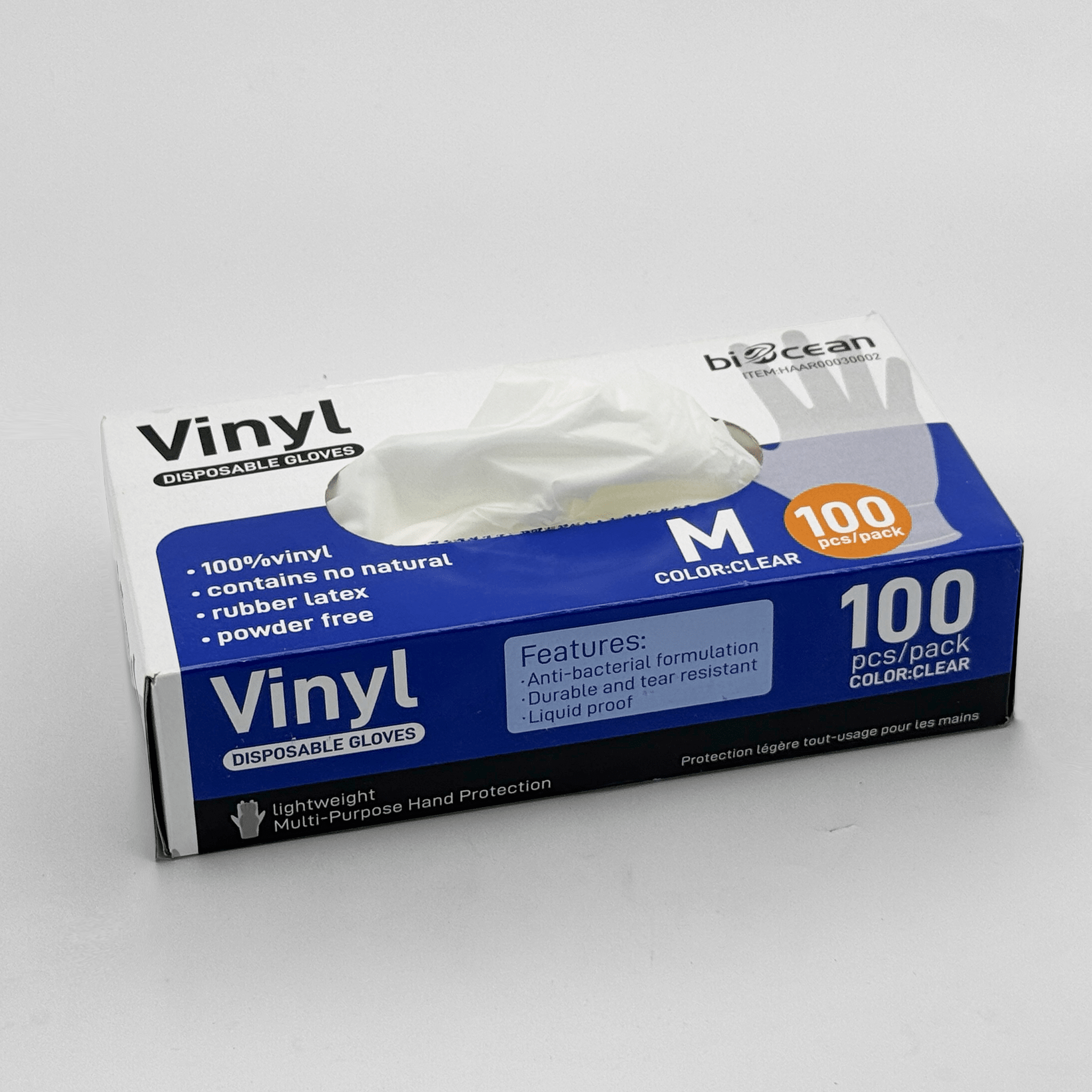 [1,000ct] Powder-Free Vinyl Gloves | Medium | Clear - Biocean by Danube BlueBiocean