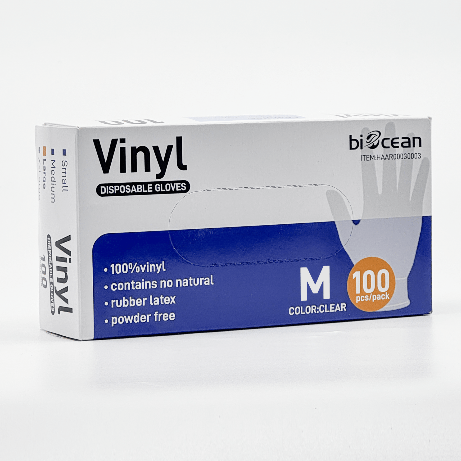[1,000ct] Powder-Free Vinyl Gloves | Medium | Clear - Biocean by Danube BlueBiocean