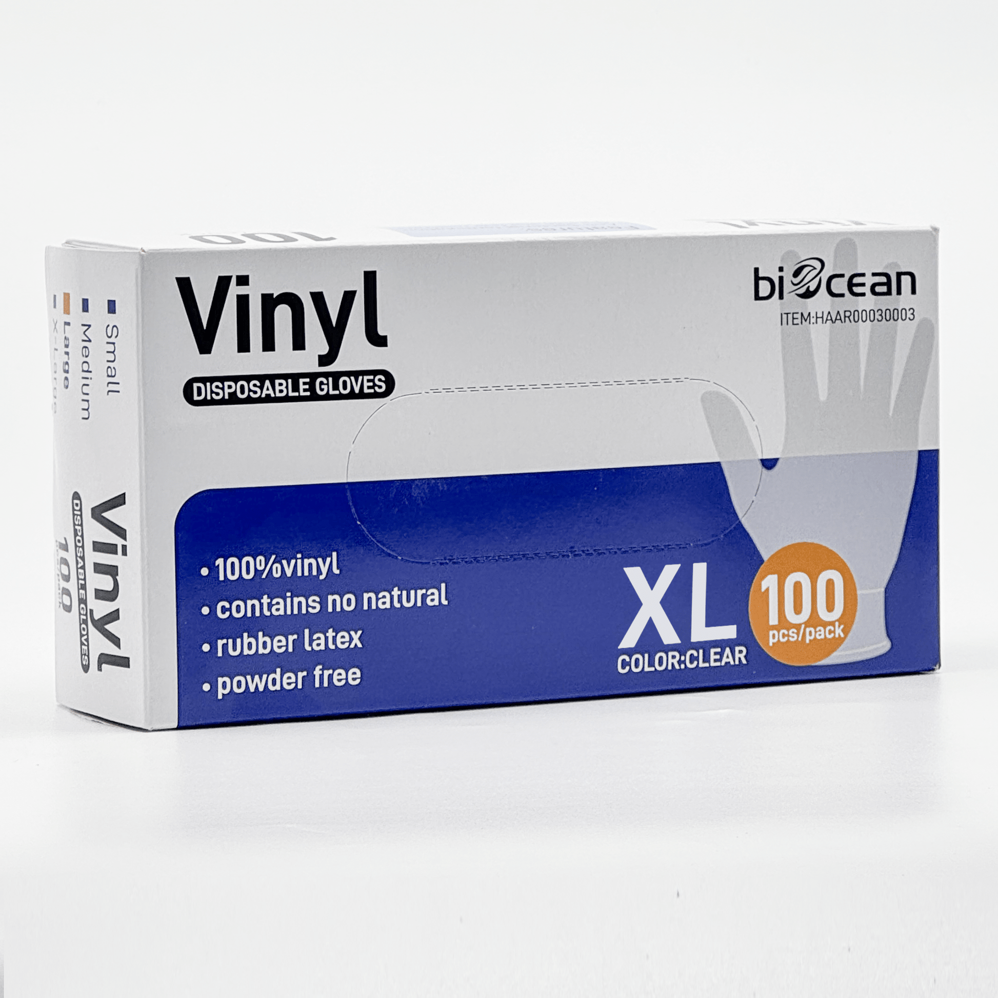 [1,000ct] Powder-Free Vinyl Gloves | X-Large | Clear - Biocean by Danube BlueBiocean