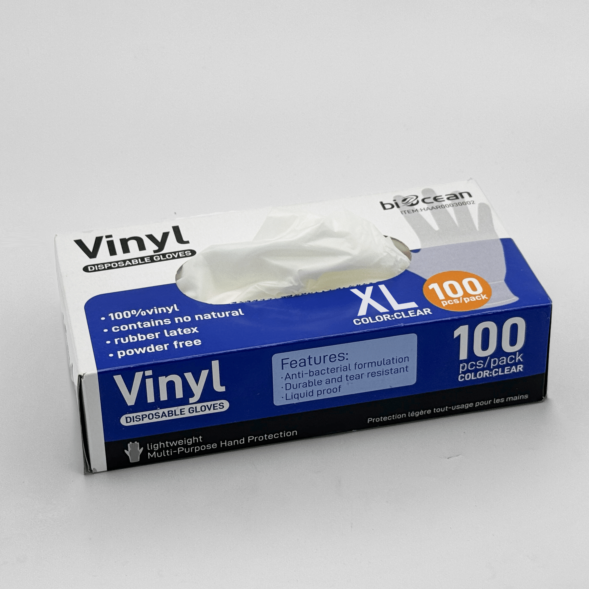 [1,000ct] Powder-Free Vinyl Gloves | X-Large | Clear - Biocean by Danube BlueBiocean