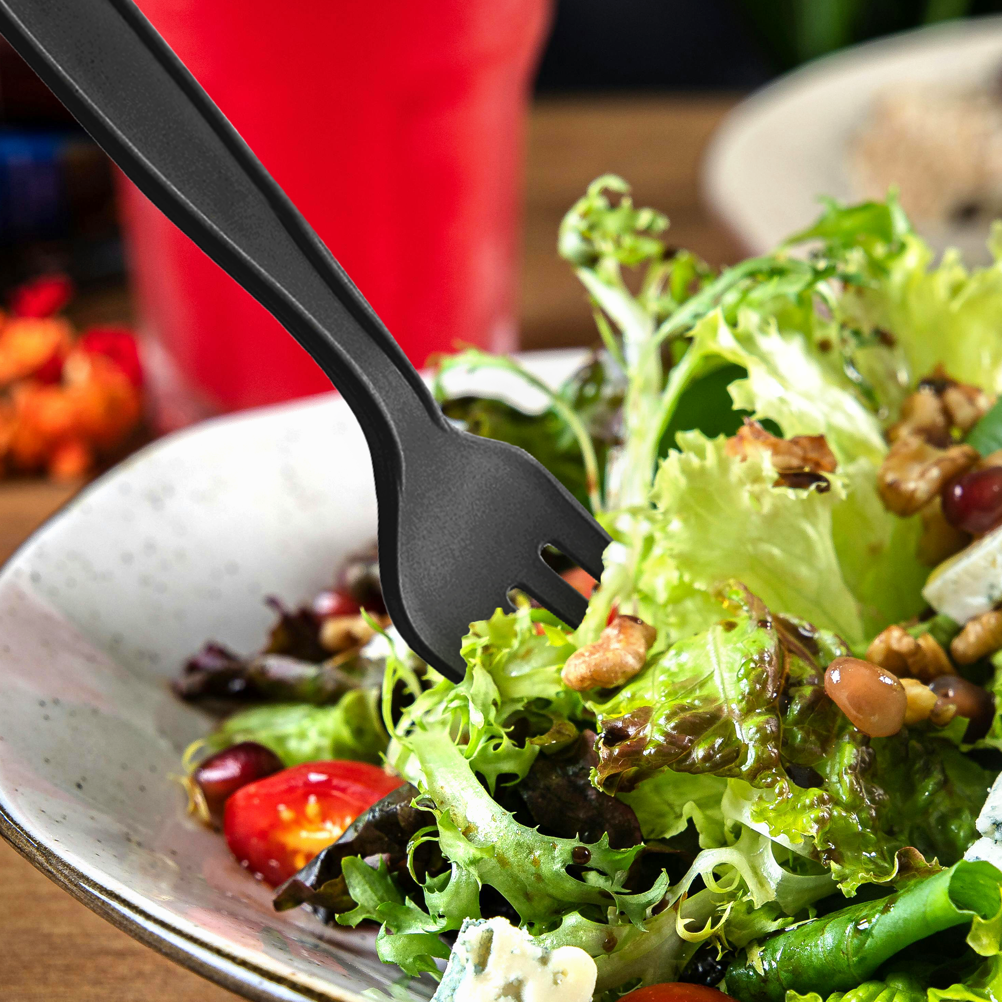 [1,000ct] PP Plastic Extra Heavy Weight Wrapped Forks | Black - Biocean by Danube BlueBiocean