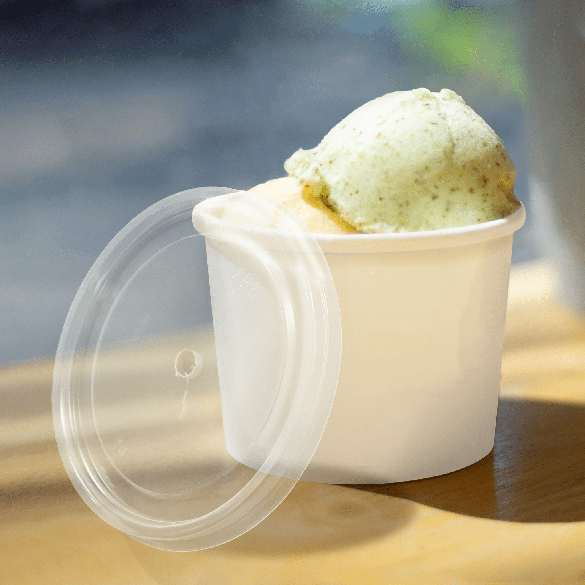 [1,000ct] PP Plastic Food Cup Lids | Clear - Biocean by Danube BlueBiocean