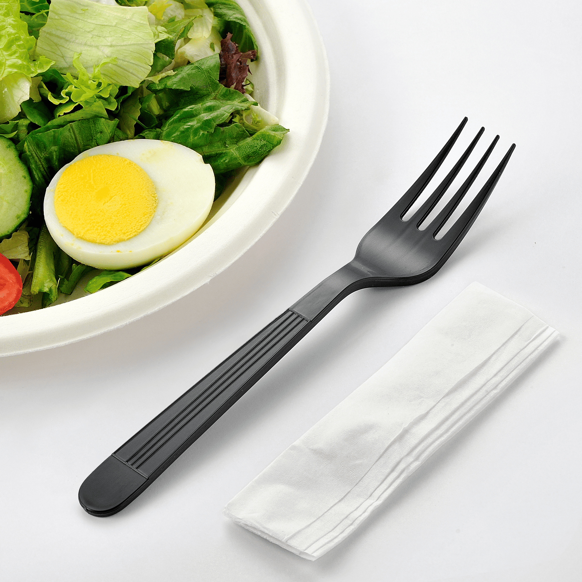 [1,000ct] PP Plastic Heavy Weight Cutlery Kits( Fork, Napkin) | Black - Biocean by Danube BlueBiocean