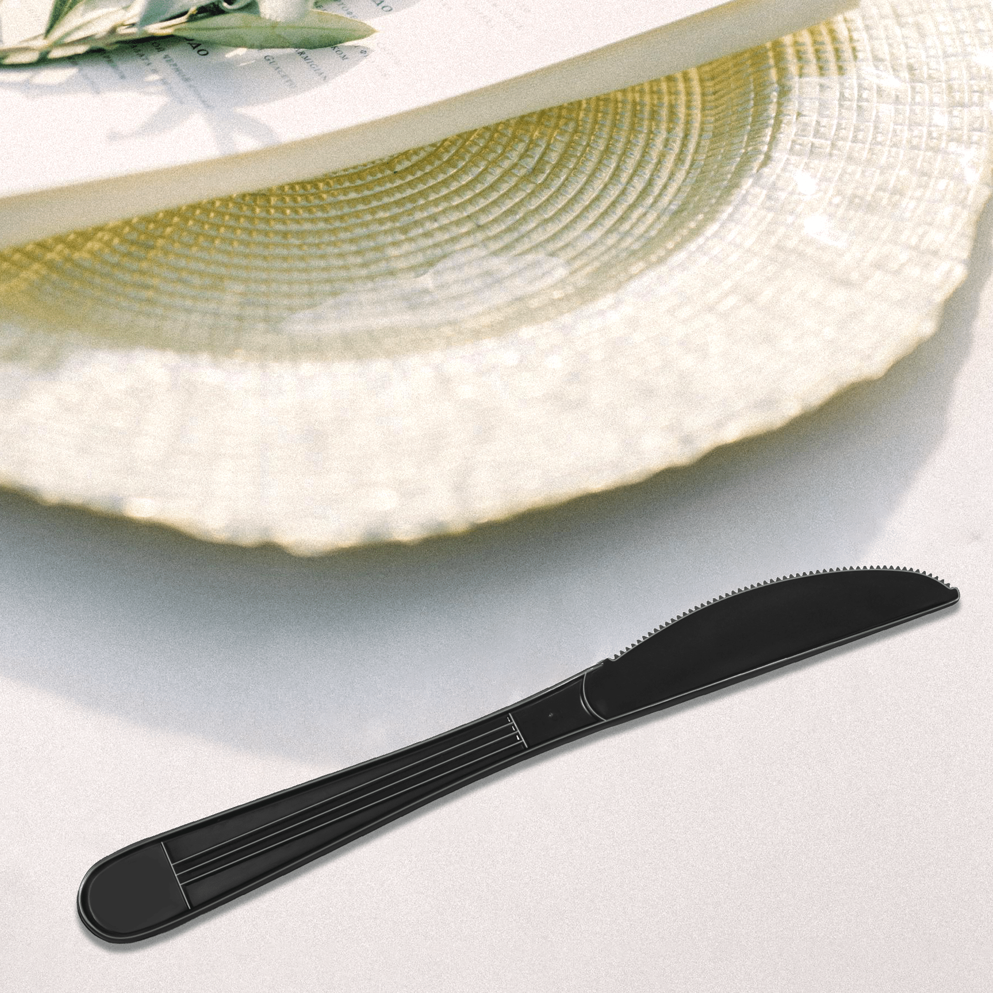 [1,000ct] PP Plastic Heavy Weight Knives | Black - Biocean by Danube BlueBiocean