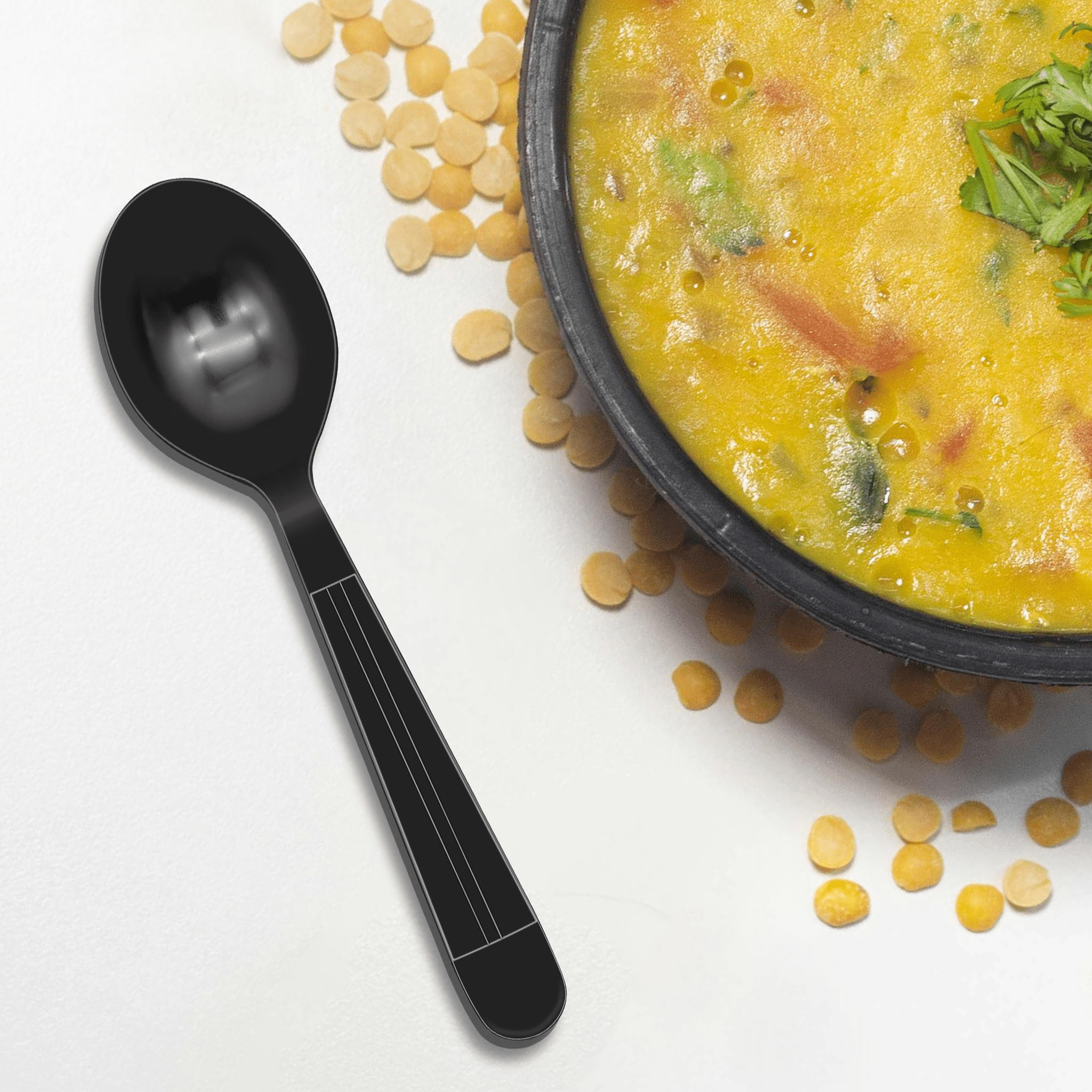 [1,000ct] PP Plastic Heavy Weight Soup Spoons | Black - Biocean by Danube BlueBiocean