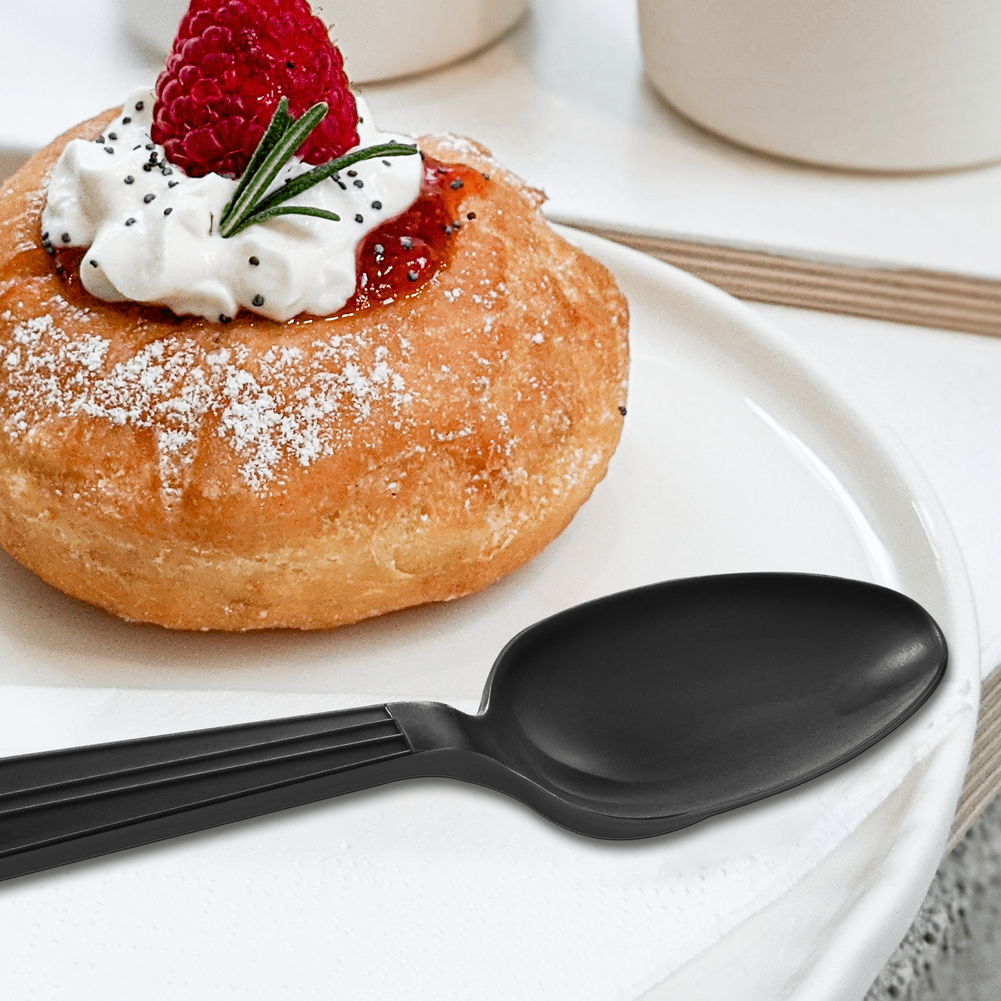 [1,000ct] PP Plastic Heavy Weight Tea Spoons | Black - Biocean by Danube BlueBiocean