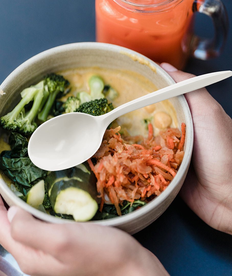 [1,000ct] PP Plastic Medium Weight Soup Spoons | White - Biocean by Danube BlueBiocean