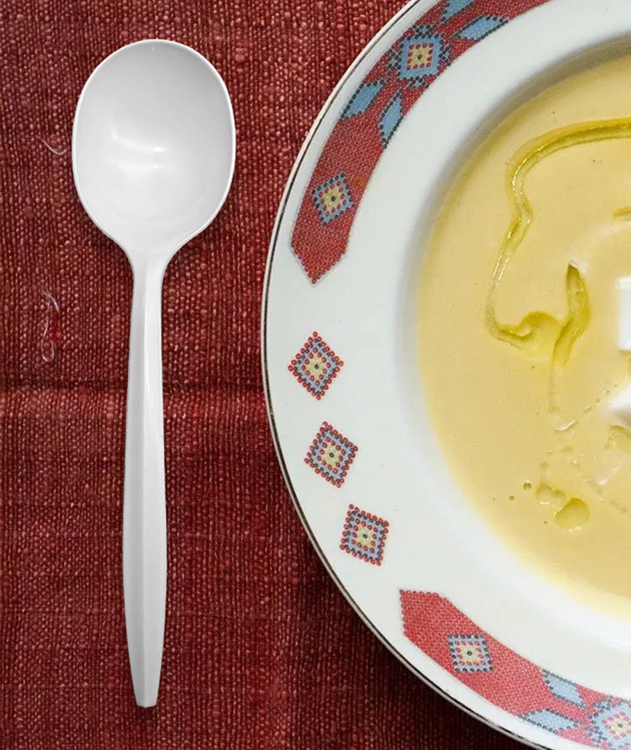 [1,000ct] PP Plastic Medium Weight Soup Spoons | White - Biocean by Danube BlueBiocean