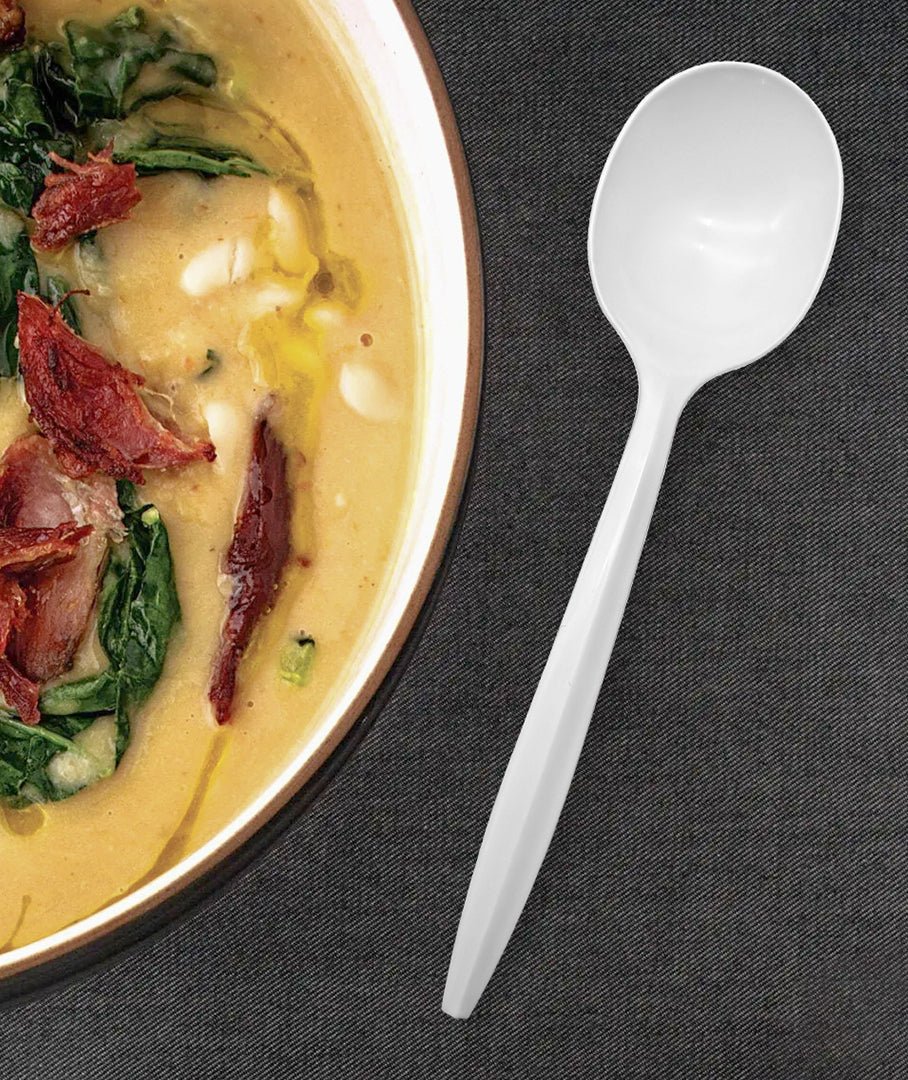 [1,000ct] PP Plastic Medium Weight Soup Spoons | White - Biocean by Danube BlueBiocean