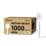 [1,000ct] PP Plastic Medium Weight Spork | White - Biocean by Danube BlueBiocean
