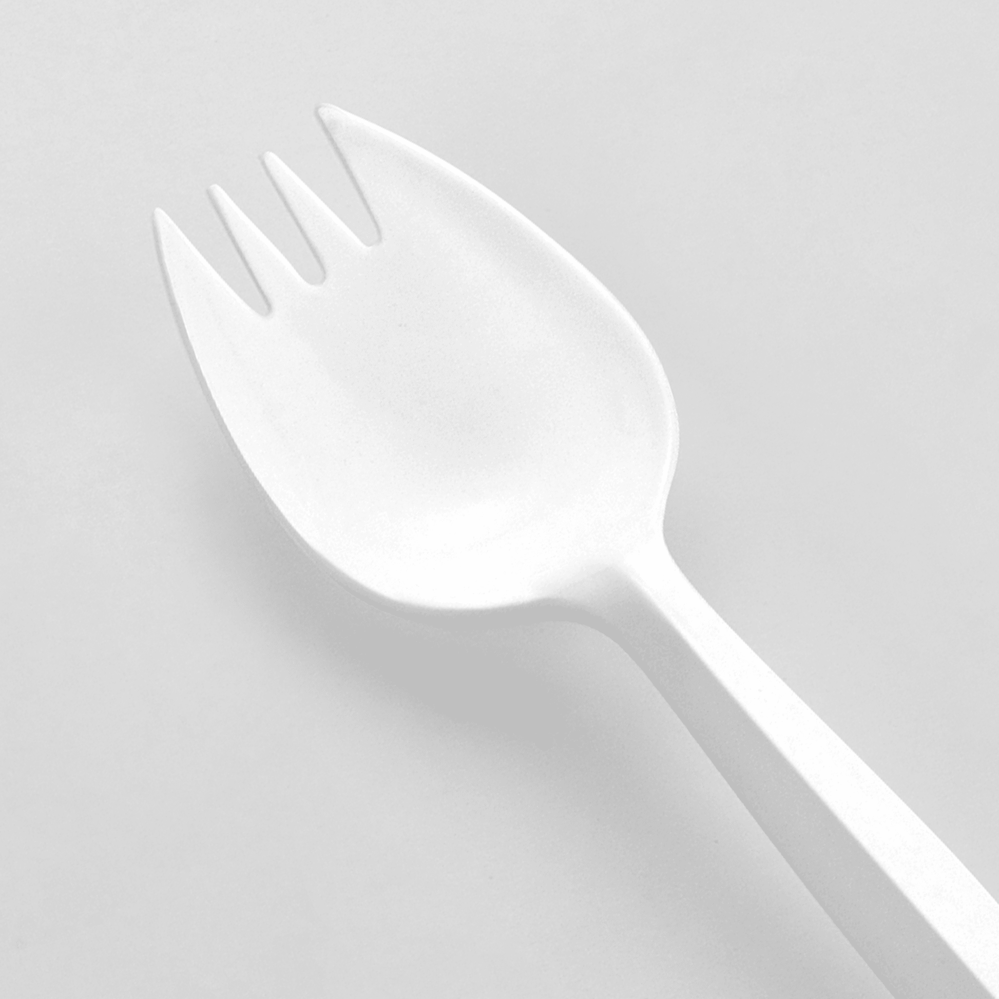 [1,000ct] PP Plastic Medium Weight Spork | White - Biocean by Danube BlueBiocean
