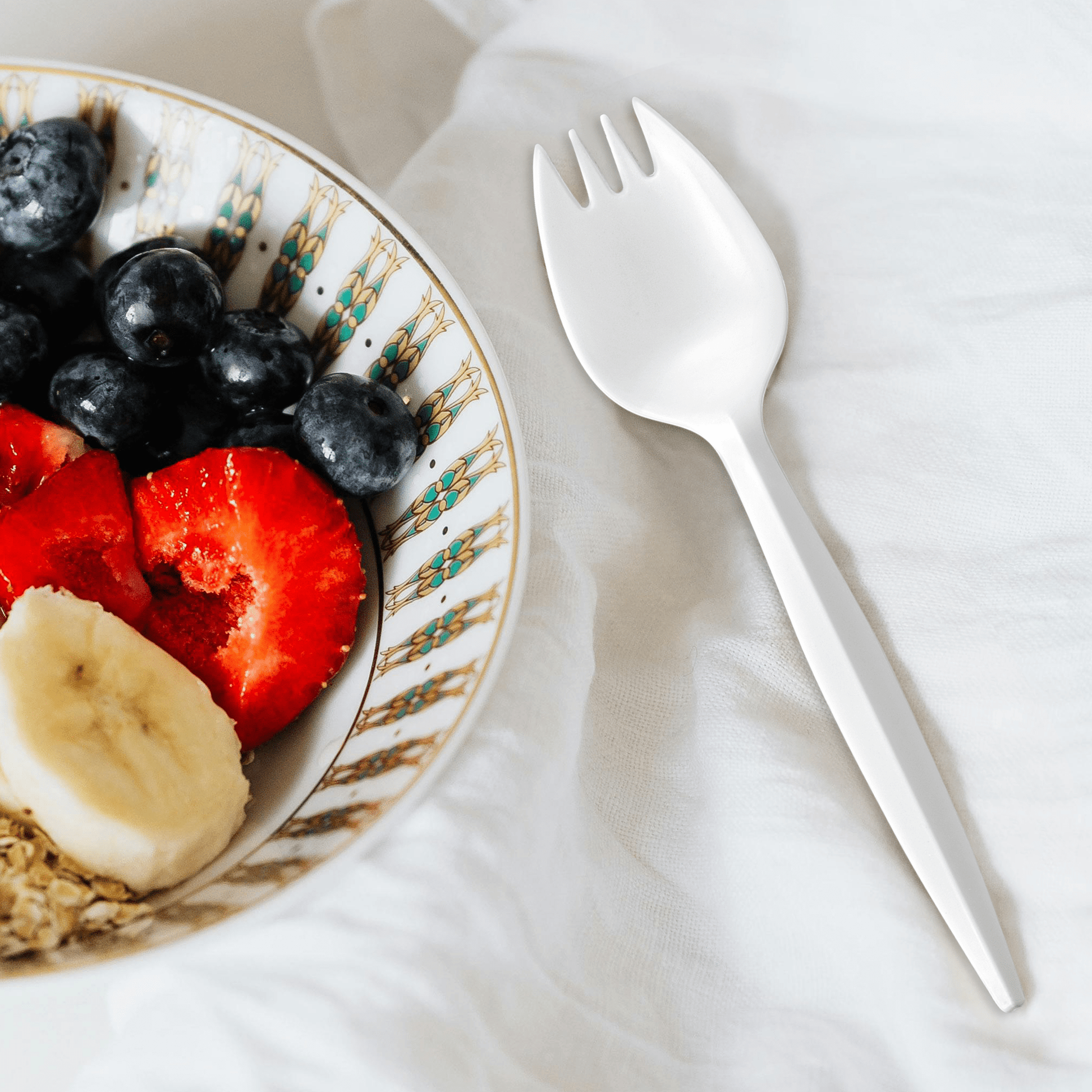 [1,000ct] PP Plastic Medium Weight Spork | White - Biocean by Danube BlueBiocean