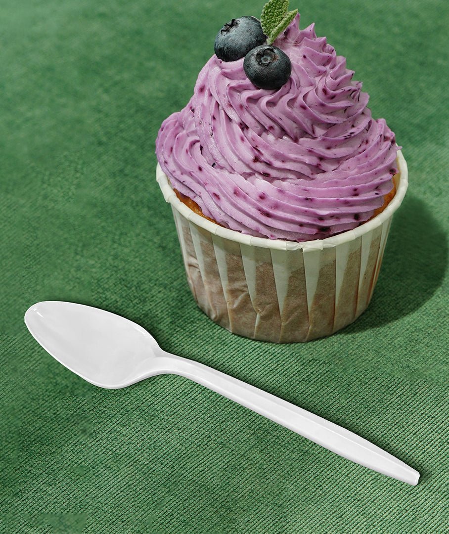 [1,000ct] PP Plastic Medium Weight Tea Spoons | White - Biocean by Danube BlueBiocean