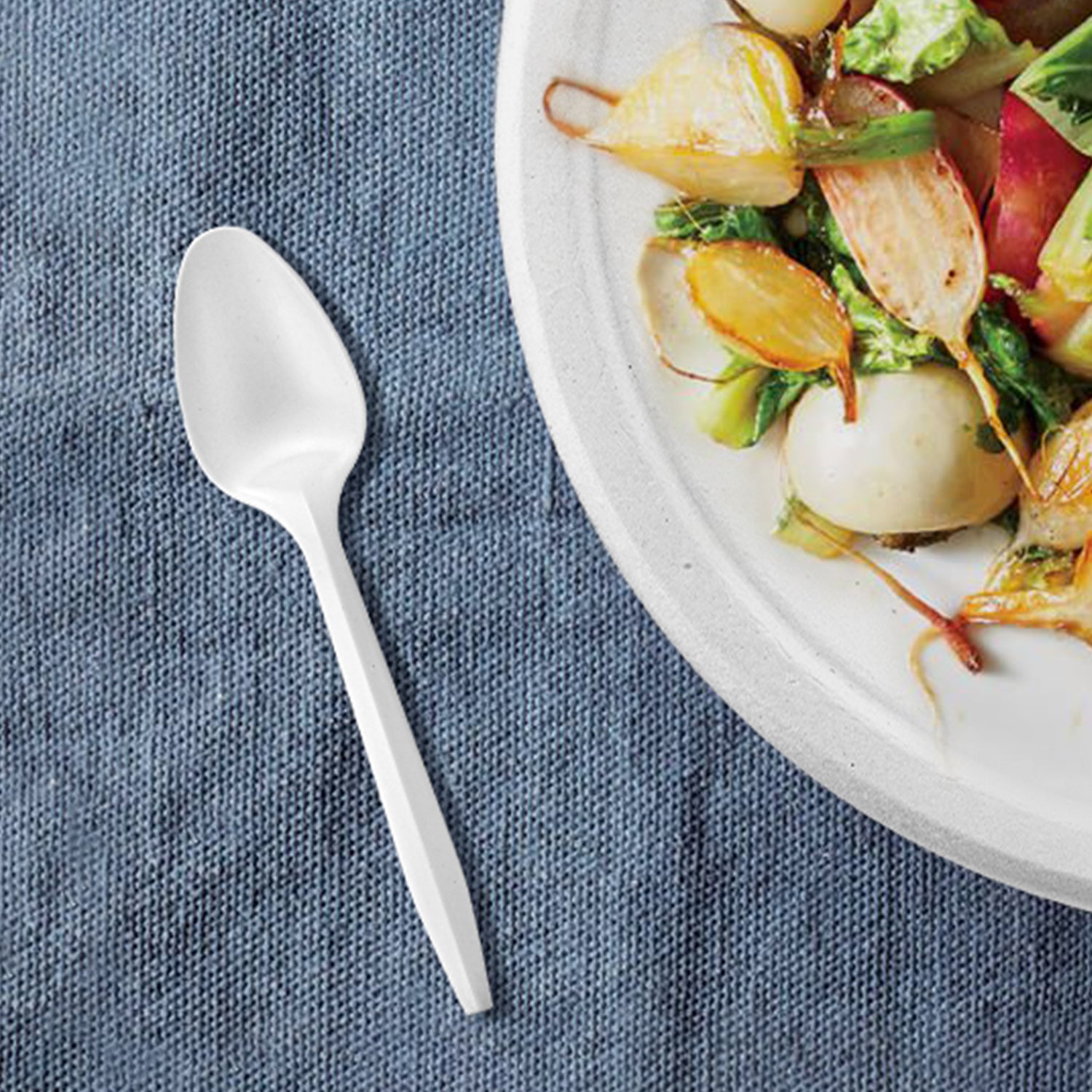 [1,000ct] PP Plastic Medium Weight Tea Spoons | White - Biocean by Danube BlueBiocean