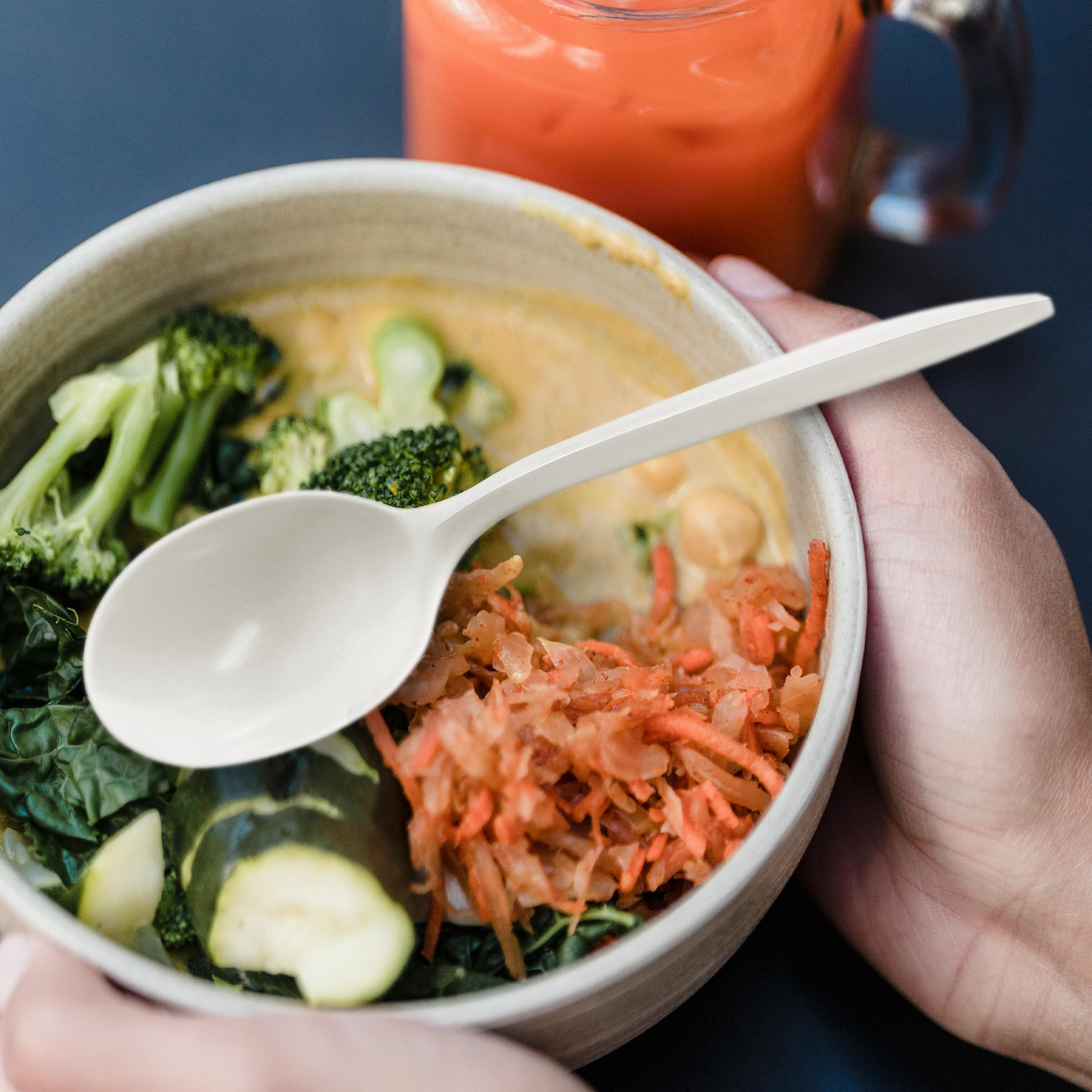 [1,000ct] PP Plastic Medium Weight Wrapped Soup Spoons | White - Biocean by Danube BlueBiocean