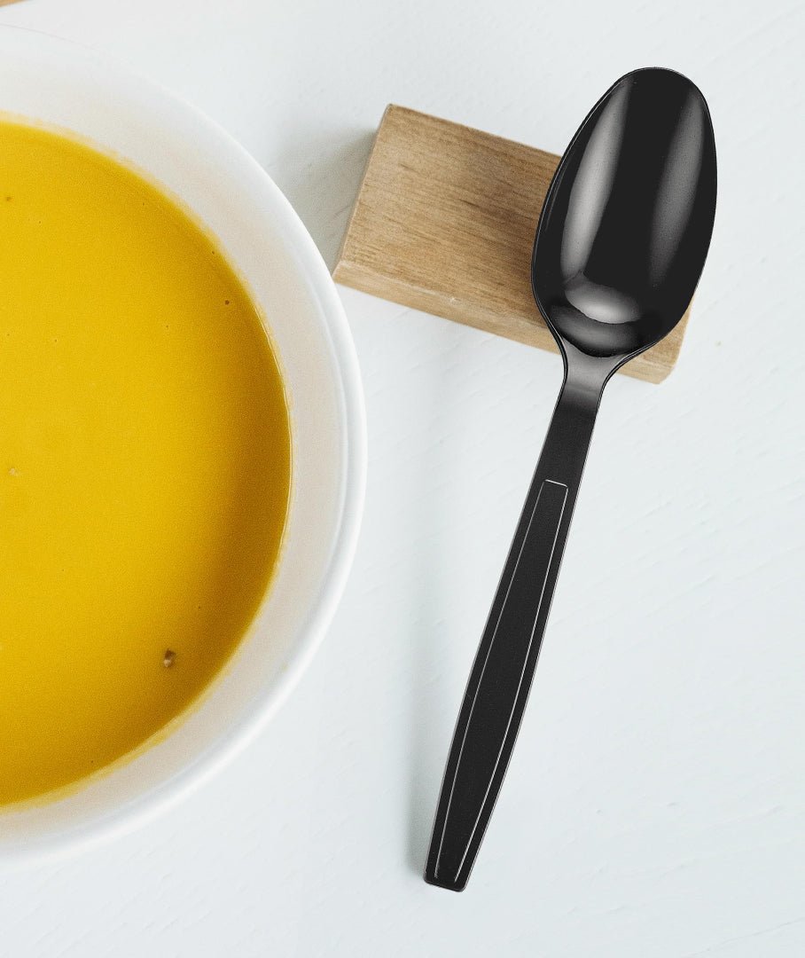 [1,000ct] PS Plastic Heavy Weight Tea Spoons | Black - Biocean by Danube BlueBiocean