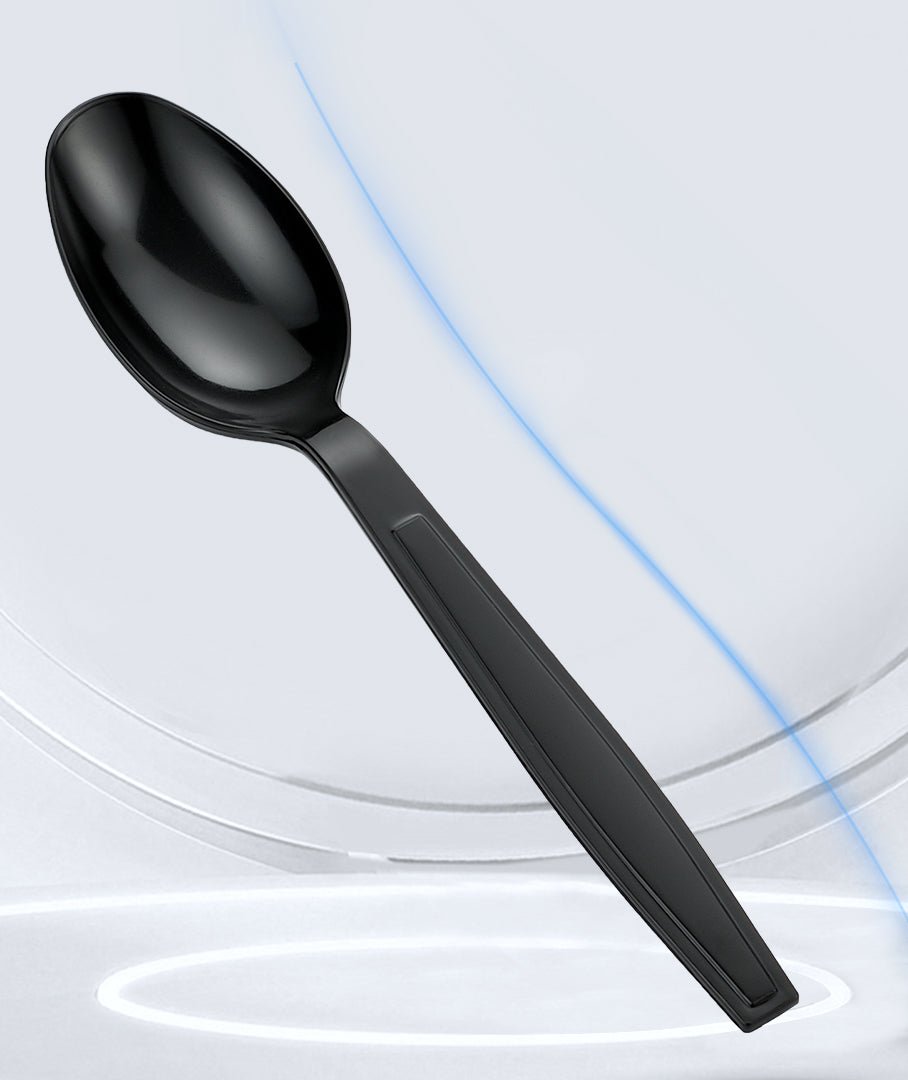 [1,000ct] PS Plastic Heavy Weight Tea Spoons | Black - Biocean by Danube BlueBiocean