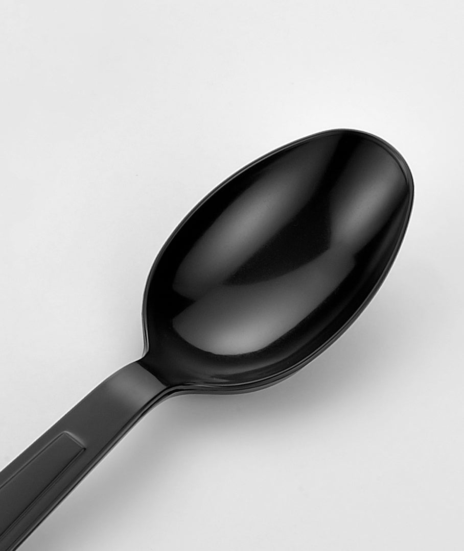 [1,000ct] PS Plastic Heavy Weight Tea Spoons | Black - Biocean by Danube BlueBiocean
