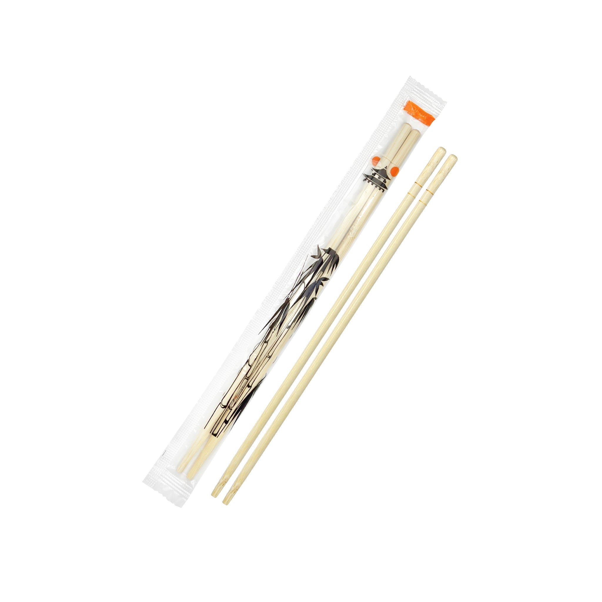 [100ct] 7.8" Plastic Wrapped Bamboo Round Chopsticks - Biocean by Danube BlueBiocean