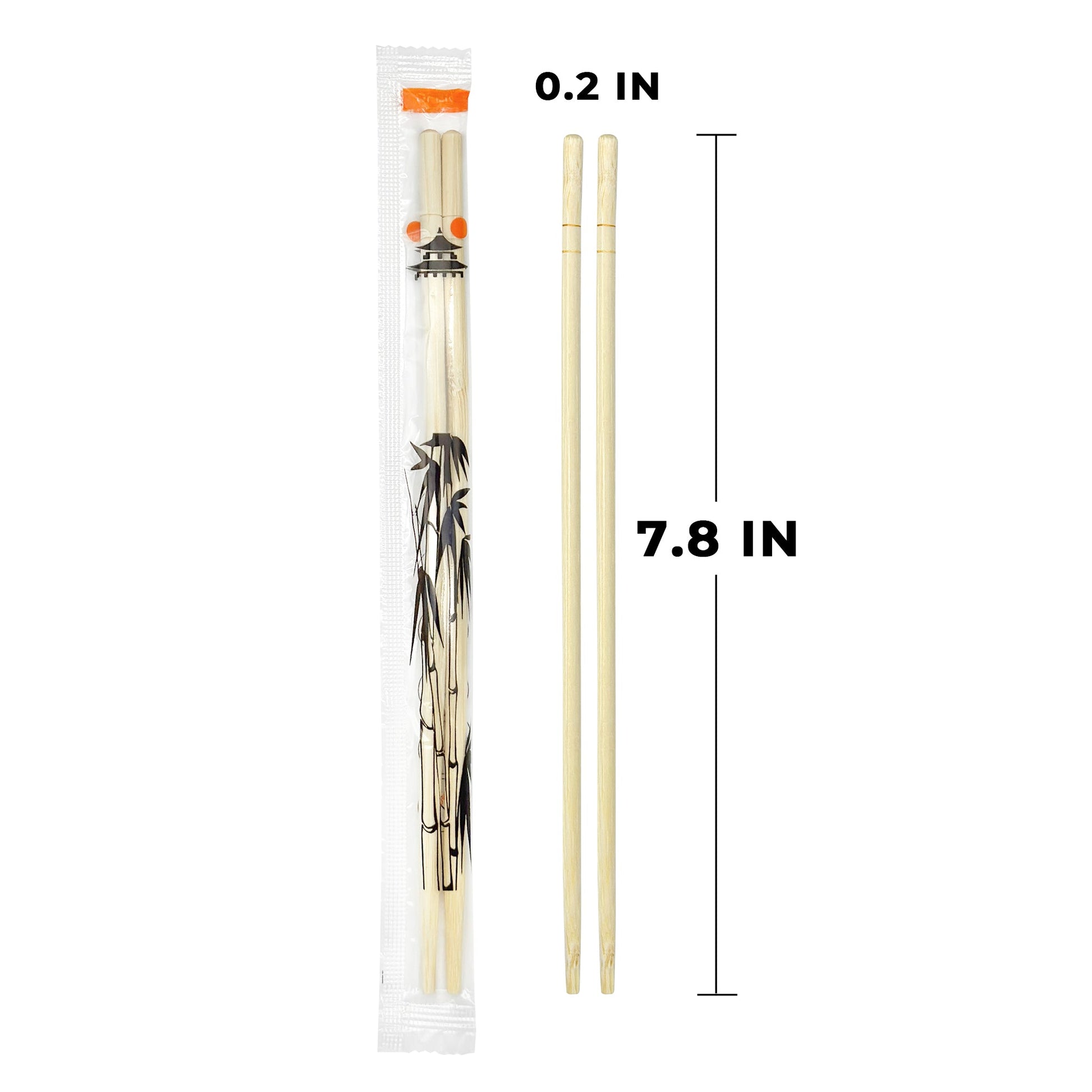 [100ct] 7.8" Plastic Wrapped Bamboo Round Chopsticks - Biocean by Danube BlueBiocean