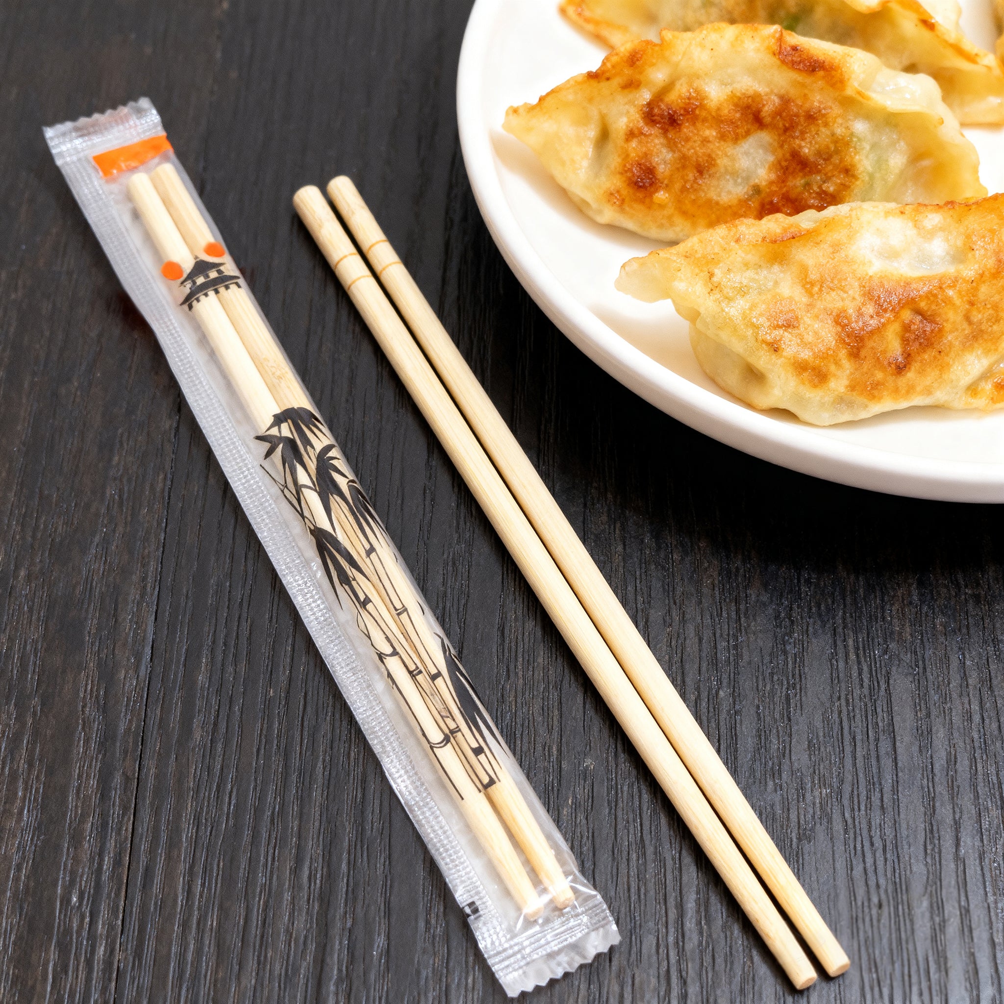 [100ct] 7.8" Plastic Wrapped Bamboo Round Chopsticks - Biocean by Danube BlueBiocean