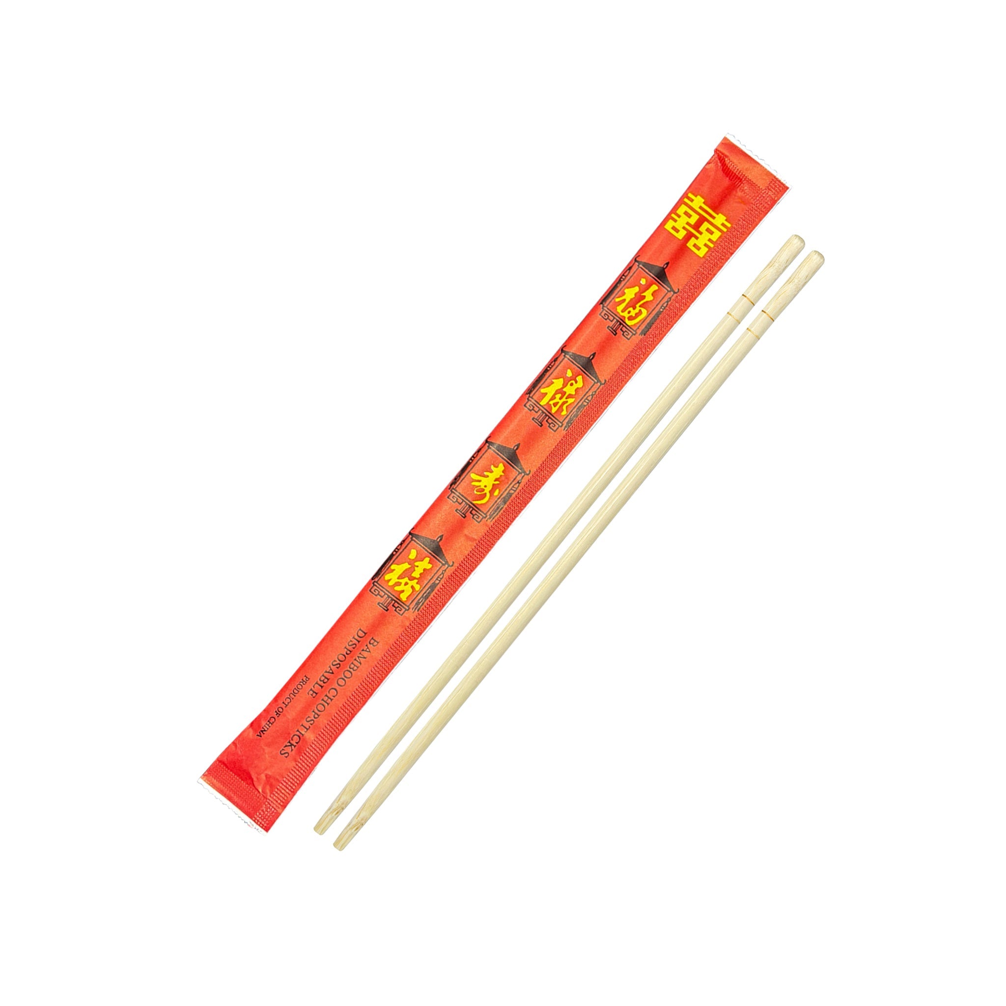 [100ct] 7.9" Red Paper Wrapped Bamboo Round Chopsticks - Biocean by Danube BlueBiocean