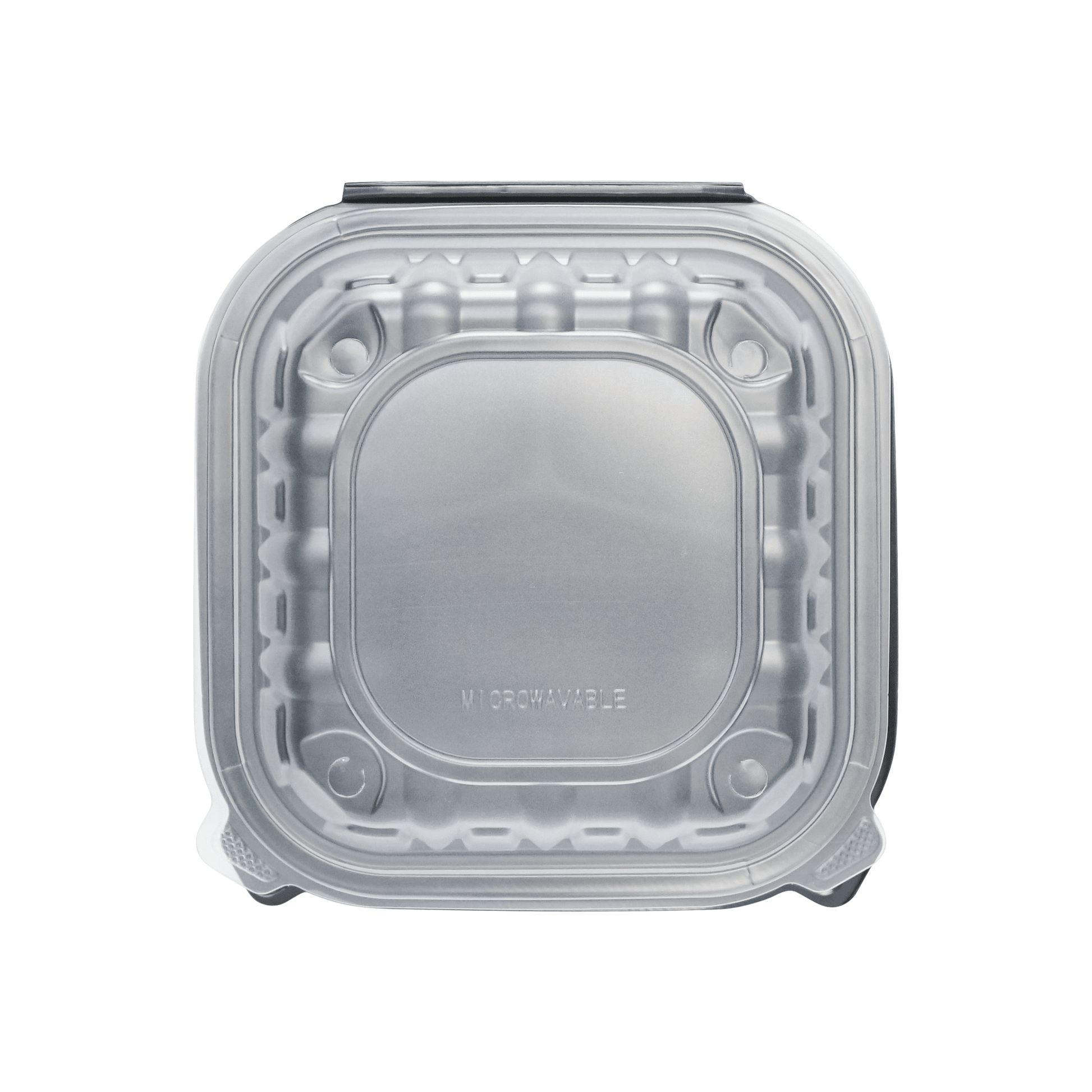 [100ct] 8" x 8" Premium PP Hinged Food Containers | 3 - Compartment | Clear and Black - Biocean by Danube BlueBiocean