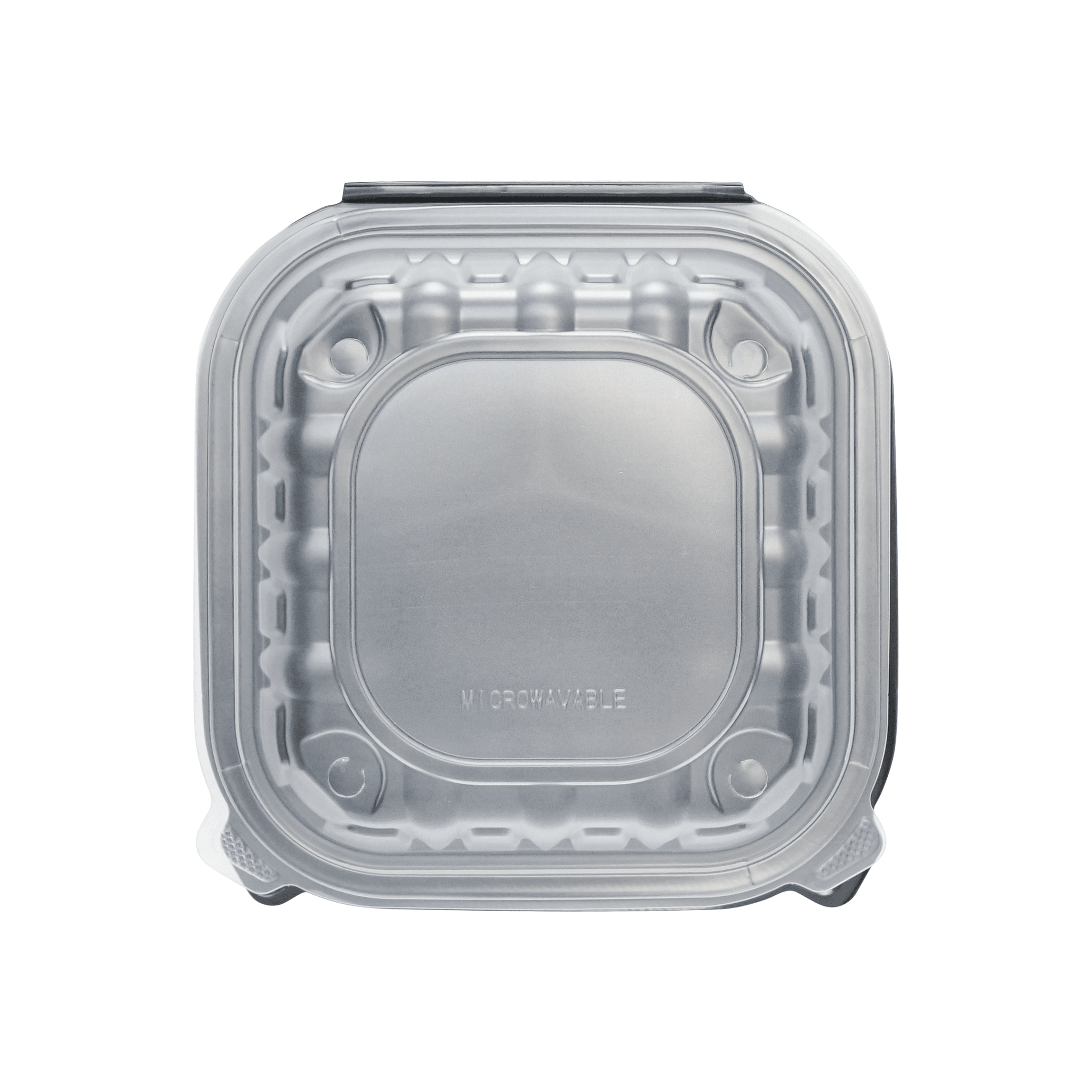 [100ct] 8" x 8" Premium PP Hinged Food Containers | 3 - Compartment | Clear and Black - Biocean by Danube BlueBiocean