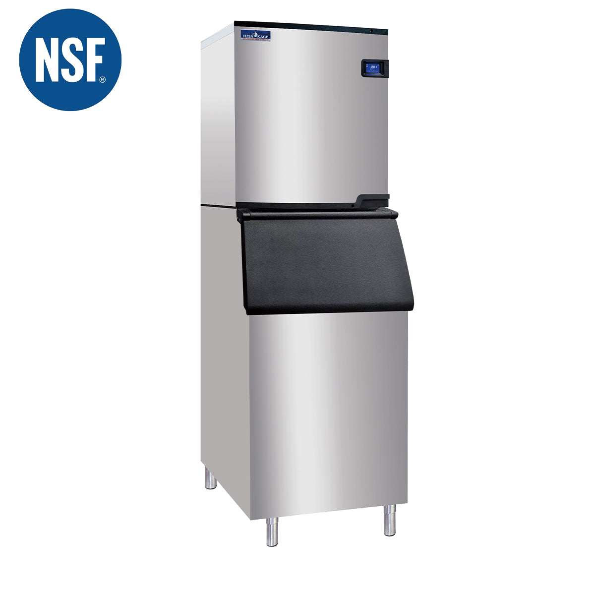 HISAKAGE 22" AC-500W  Water-cooled Split Cube Ice Machine with 352lbs Storage Bin - 480 lbs Daily Output, 115V