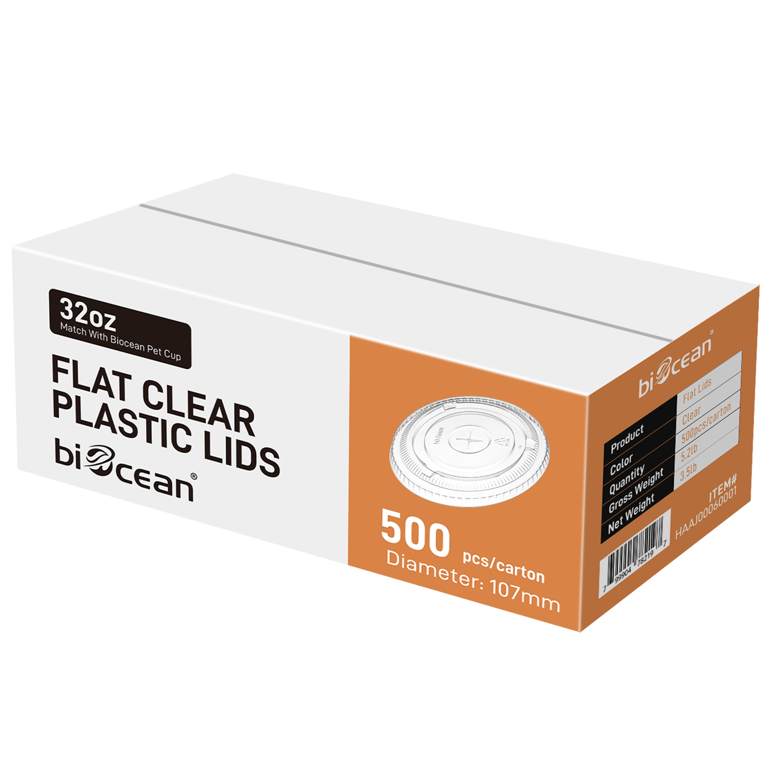 PET Flat Lids with 107mm-500/Case