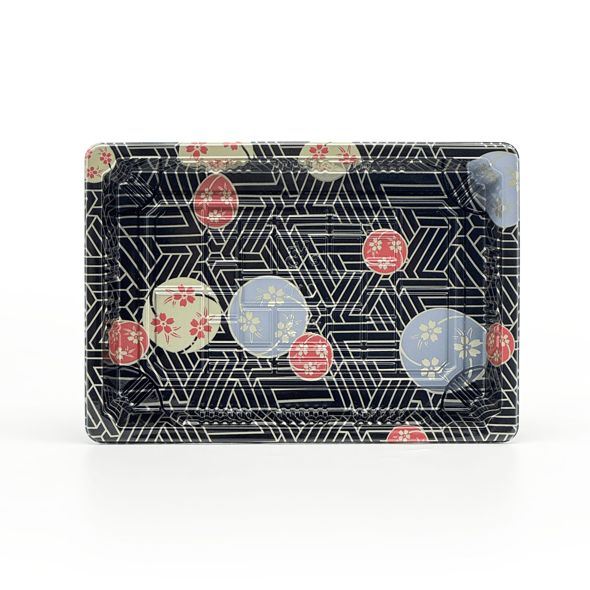 [1,200ct] PS Plastic 7 7/25" x 5 1/10" Sushi Tray Base with Lid | Black - Biocean by Danube BlueBiocean