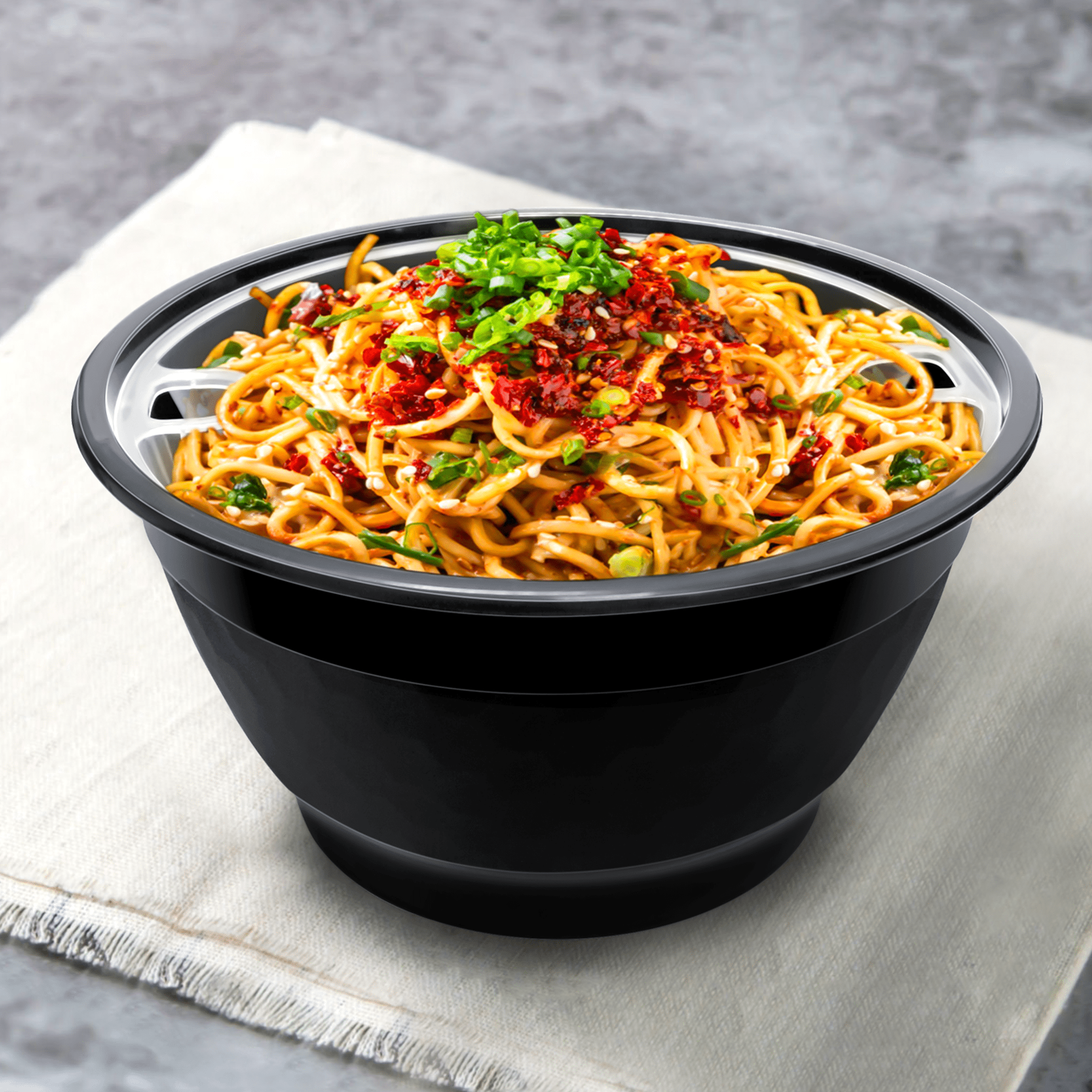 [120ct] 48oz PP Plastic Microwaveable Heavy Weight Noodle Bowl | Black - Biocean by Danube BlueBiocean