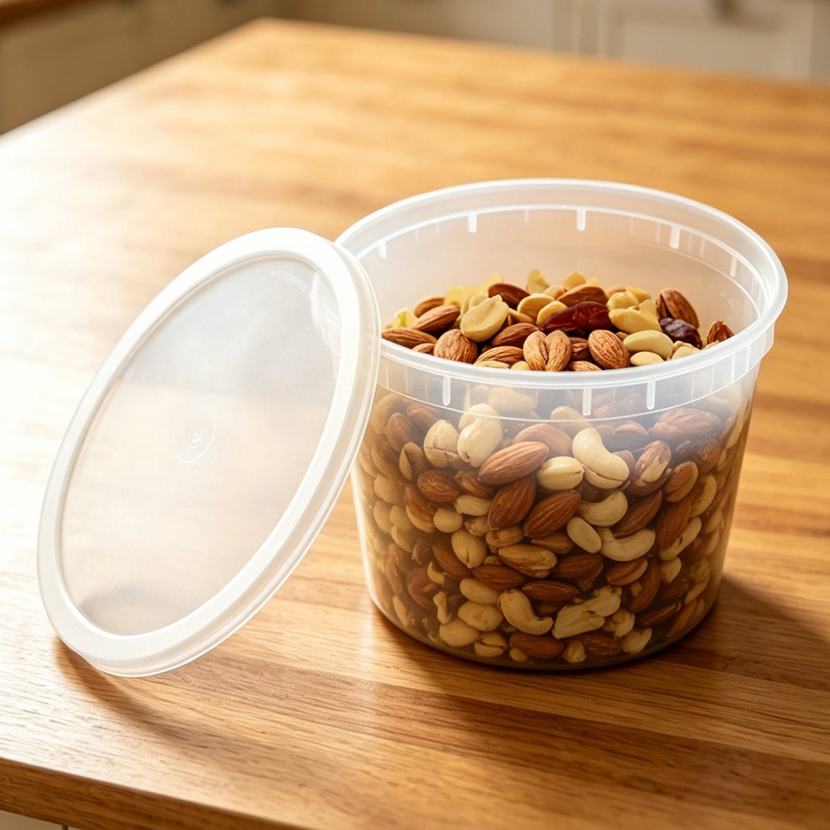 [120ct] 64 oz PP Plastic Heavy Duty Deli Containers with Lids | Microwavable | Clear - Biocean by Danube BlueBiocean