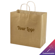 [250ct] 13"  x7" x 13" Kraft Paper Customizable Shopping Bags with Handles | Natural