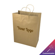 [250ct] 13" x7"x 17"  Kraft Paper Customizable Shopping Bags with Handles | Natural