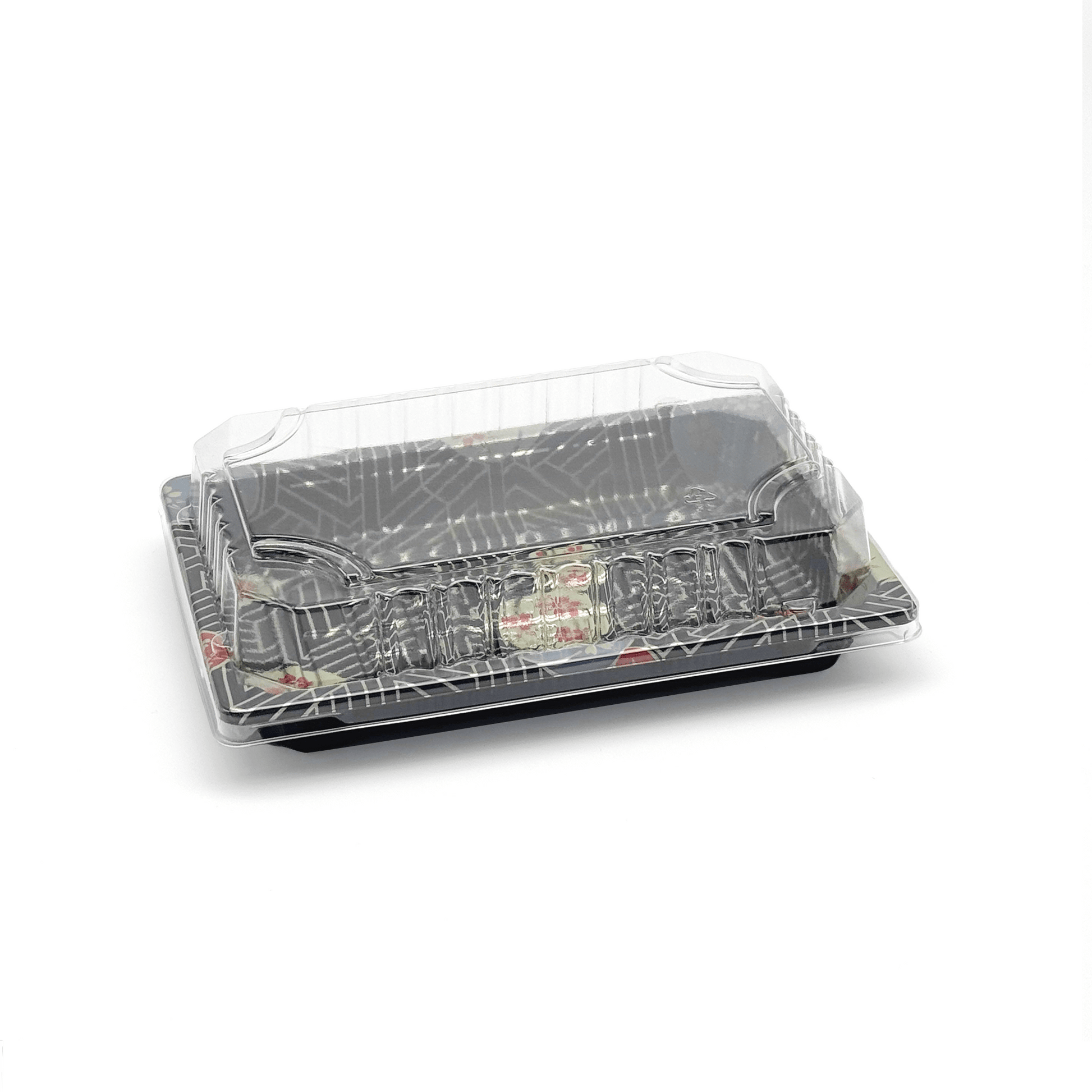 [1,500ct] PS Plastic 6 1/2" x 4 1/2" Sushi Tray Base with Lid | Black - Biocean by Danube BlueBiocean