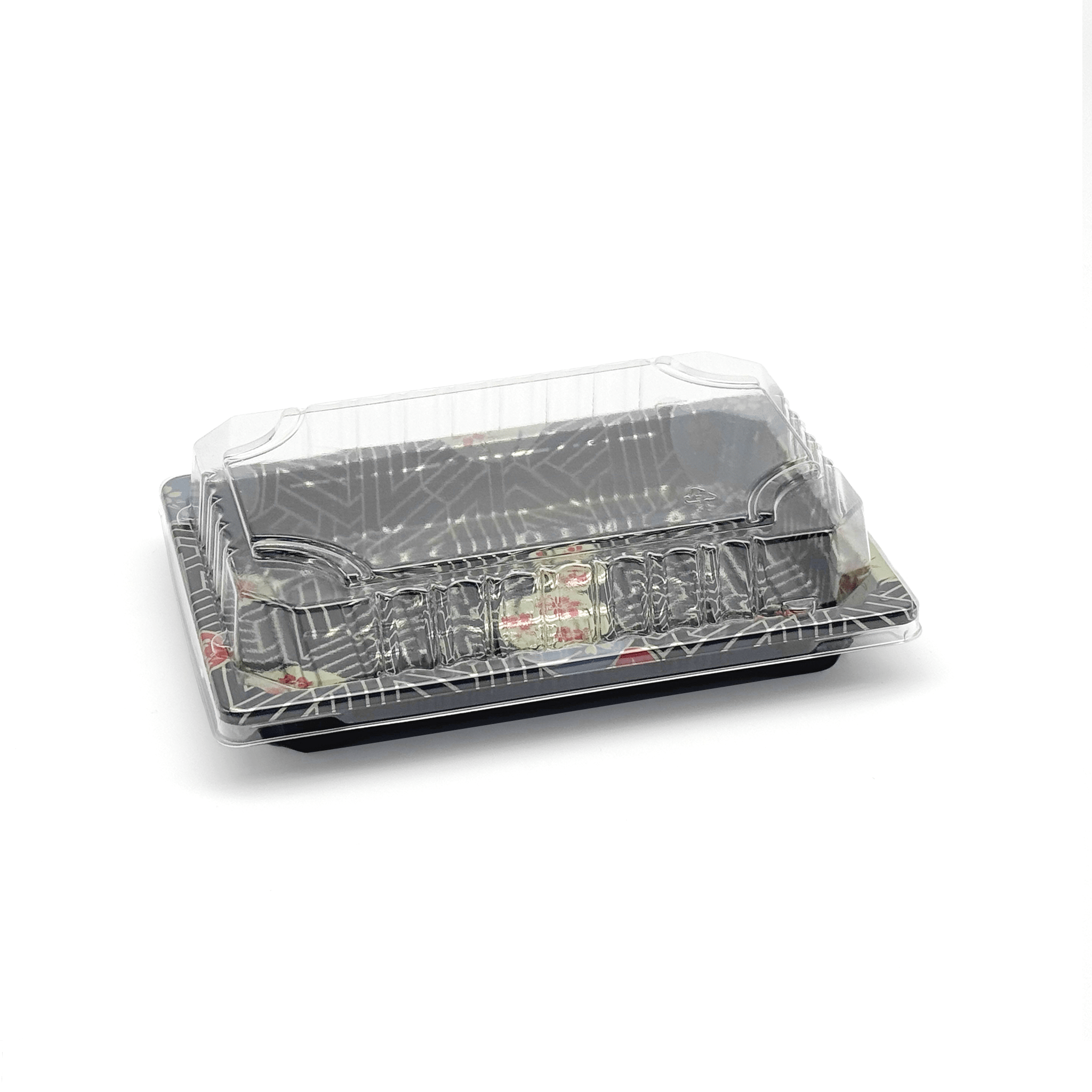 [1,500ct] PS Plastic 6 1/2" x 4 1/2" Sushi Tray Base with Lid | Black - Biocean by Danube BlueBiocean