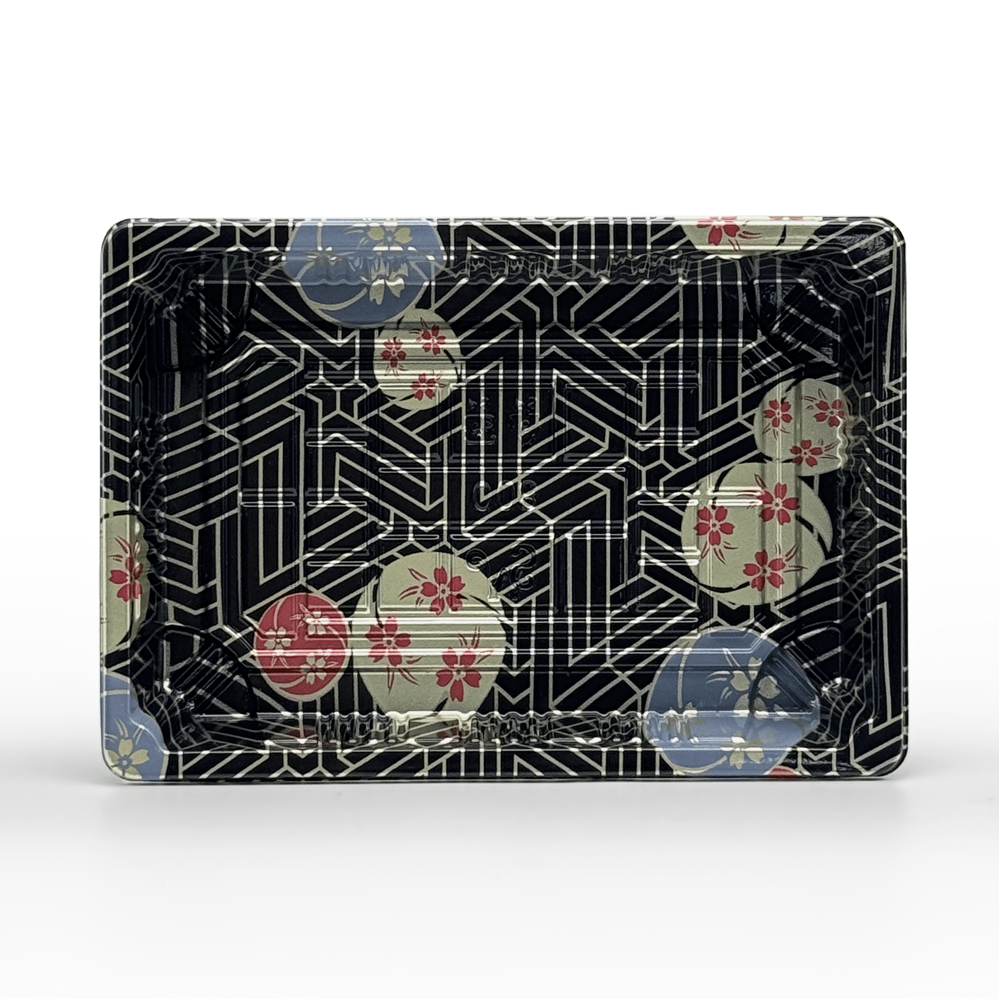 [1,500ct] PS Plastic 6 1/2" x 4 1/2" Sushi Tray Base with Lid | Black - Biocean by Danube BlueBiocean